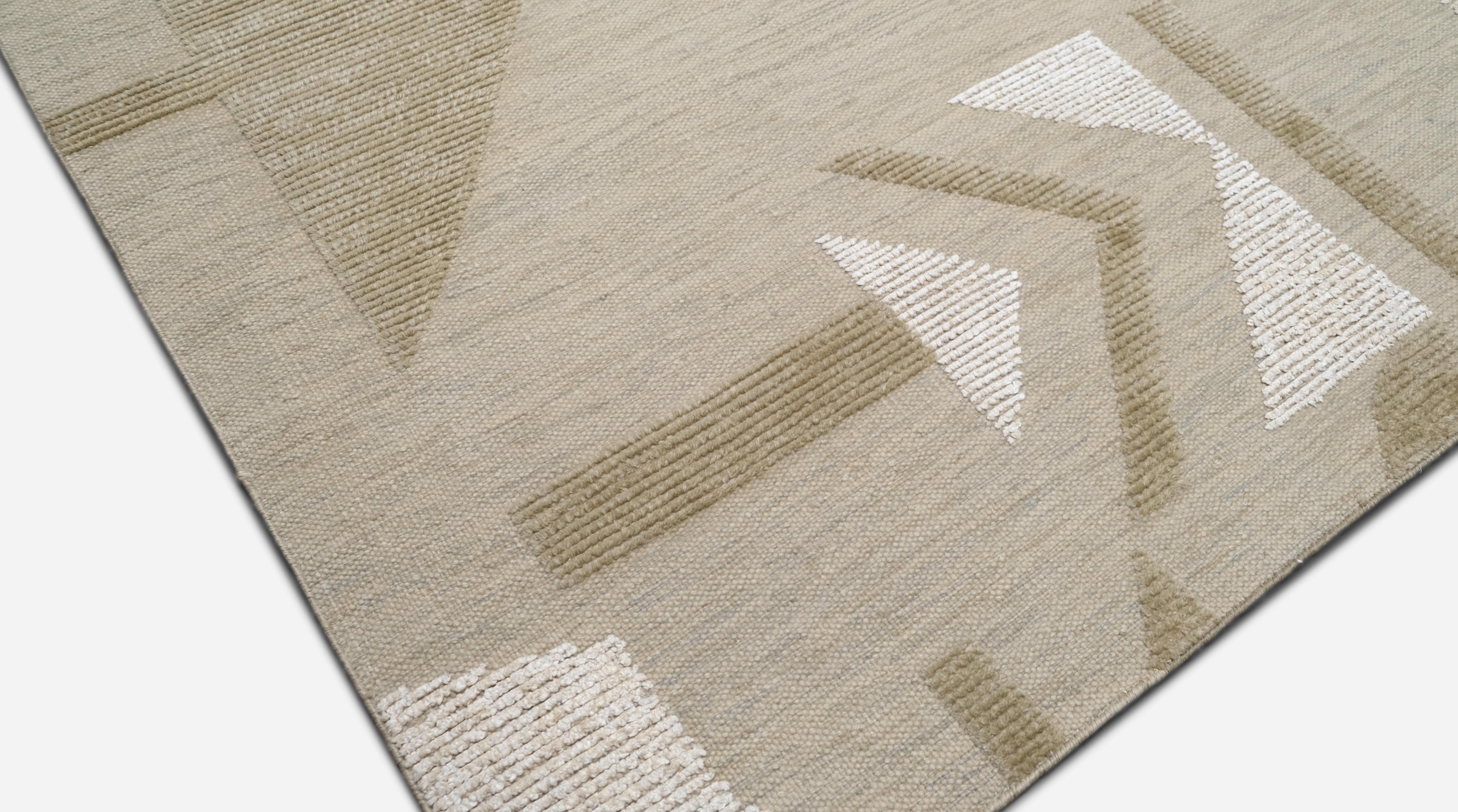 Indien Tapis géométrique moderne du milieu du siècle 9'2''x12' en vente