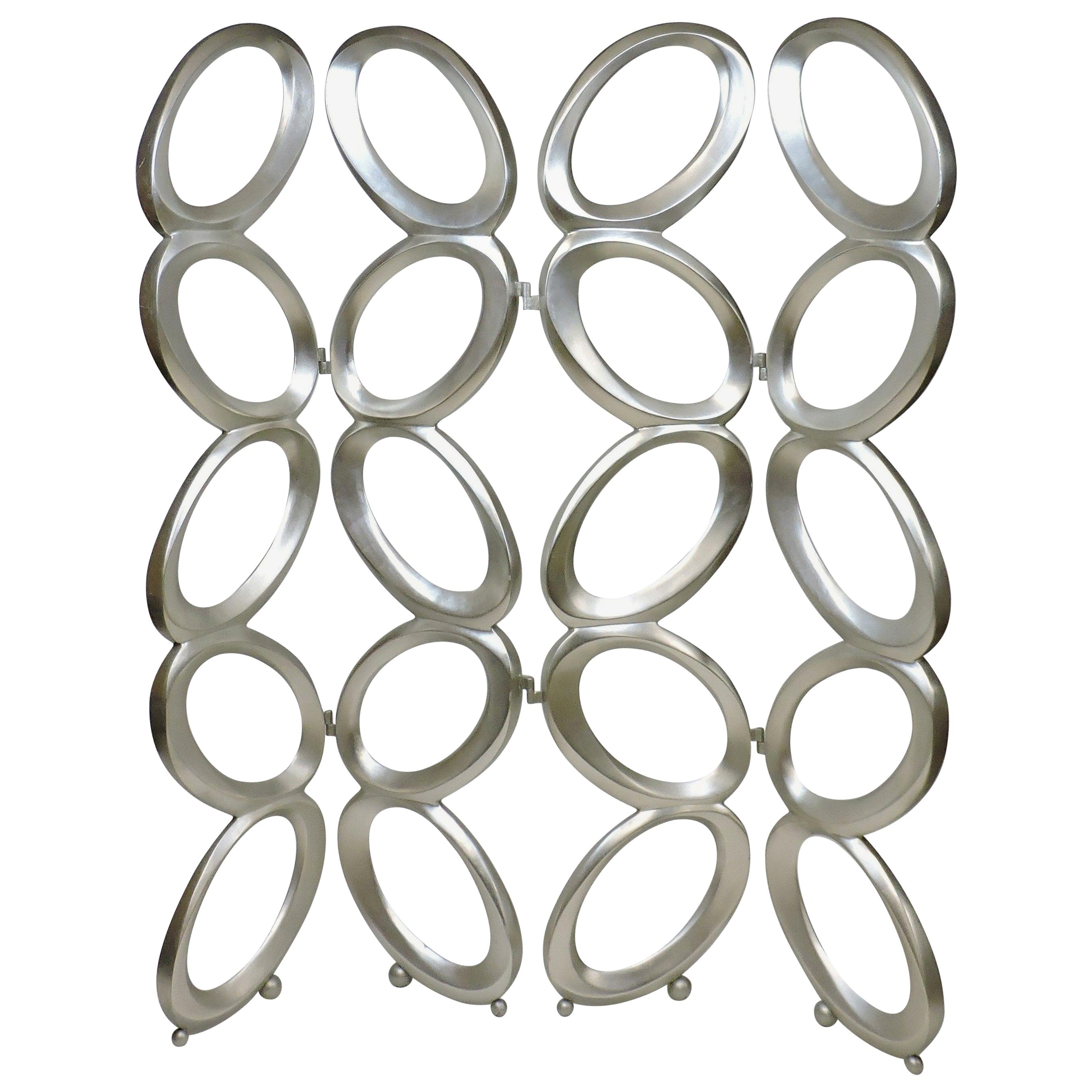 Mid-Century Modern Geometric Stacked Oval Screen or Room Divider