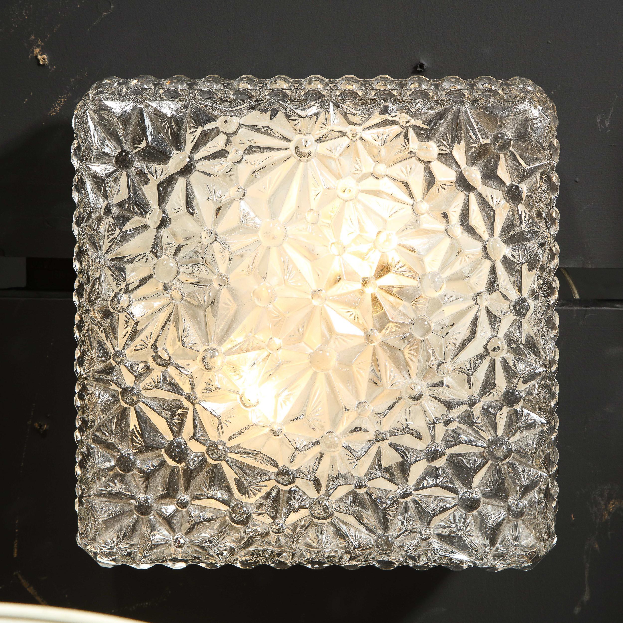 Mid-Century Modern Geometric Translucent Glass Flushmount by Glashütte Limburgh 5