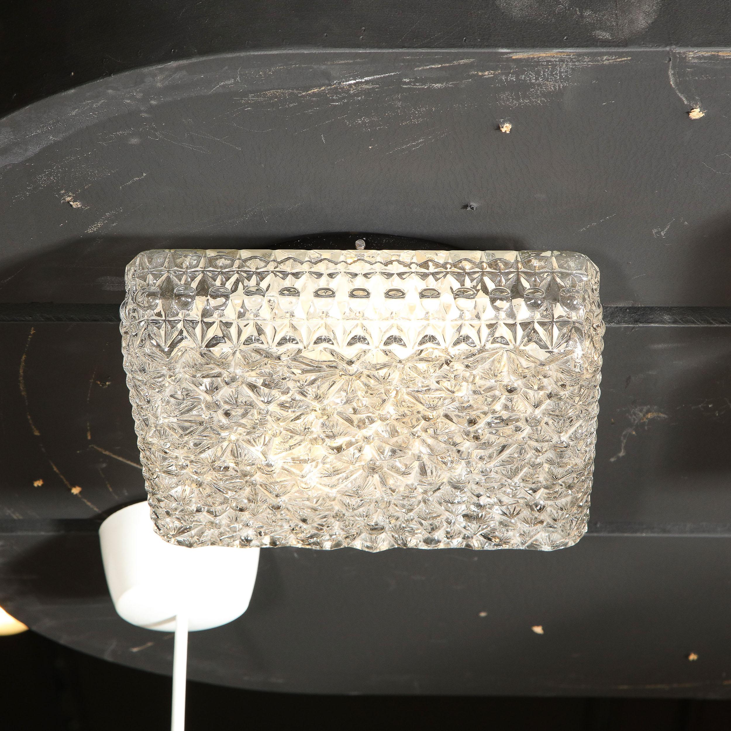 Mid-Century Modern Geometric Translucent Glass Flushmount by Glashütte Limburgh 4