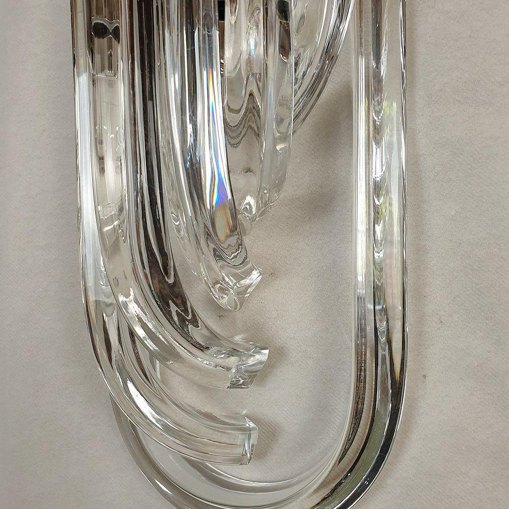 Mid Century Modern Clear Murano Glass Sconces, Venini - a pair 2