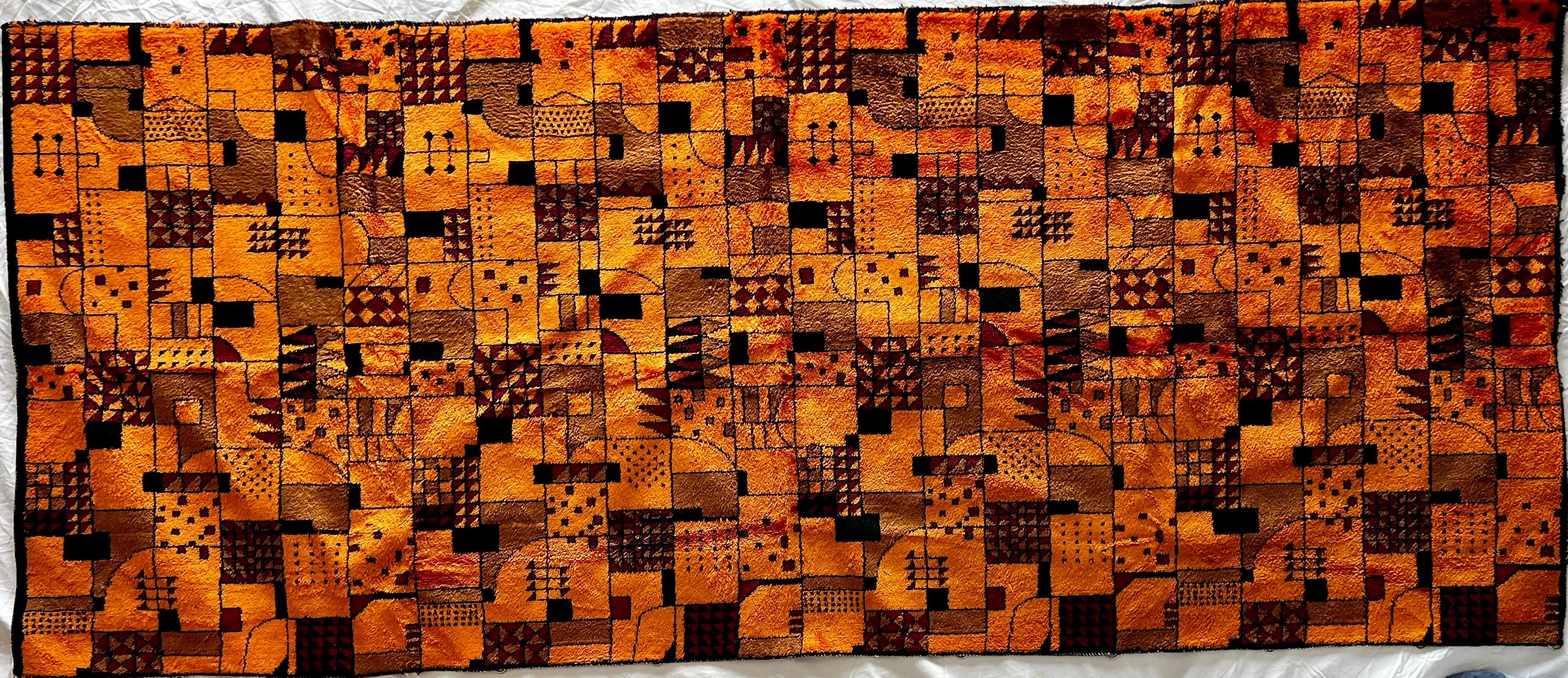 Hungarian Mid-Century Modern Geometric Wall Hanging Tapestry, 1970 For Sale