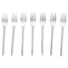 Mid-Century Modern Georg Jensen Prism Flatware Set Stainless Steel Forks Danish