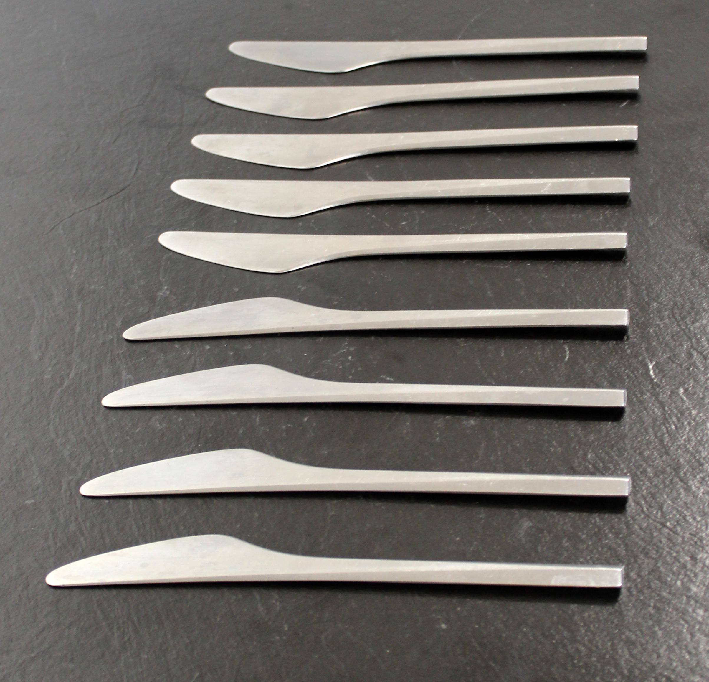 Mid-20th Century Mid-Century Modern Georg Jensen Prism Flatware Set Stainless Steel Knives Danish