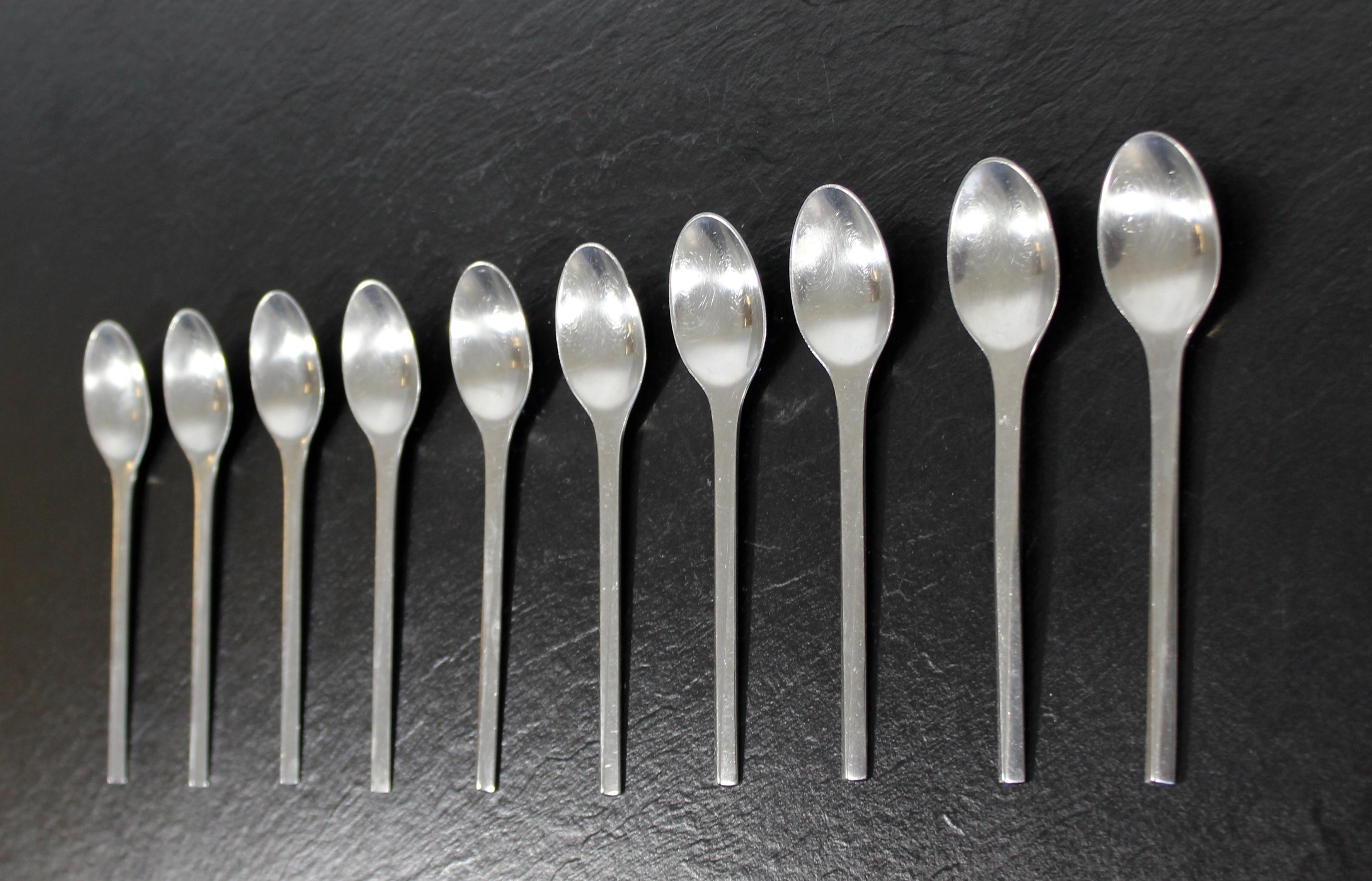 Danish Mid-Century Modern Georg Jensen Prism Flatware Stainless Steel Spoons Denmark