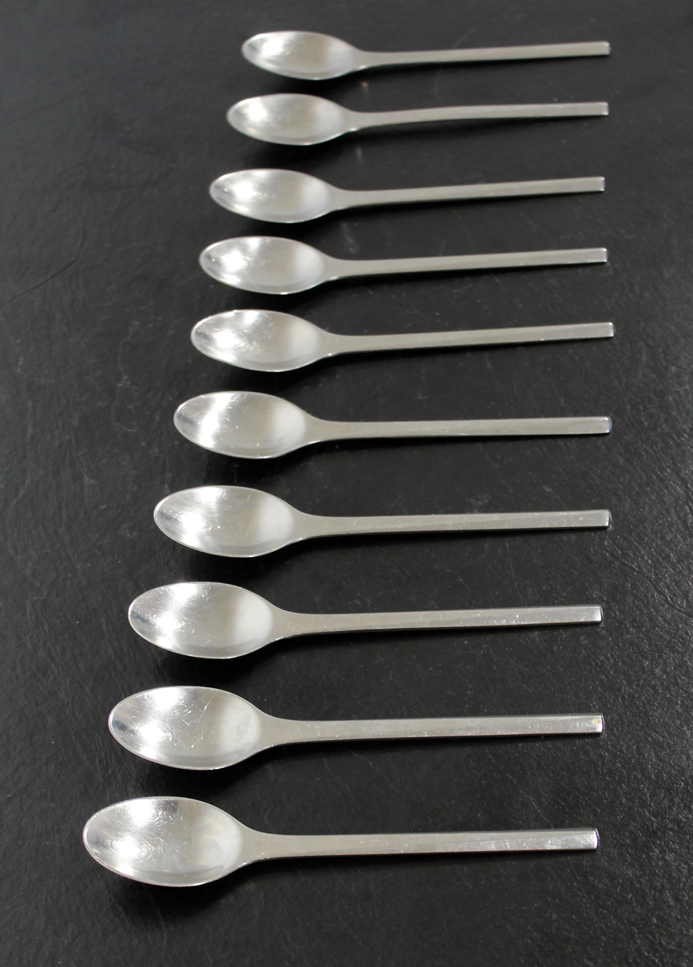 Mid-Century Modern Georg Jensen Prism Flatware Stainless Steel Spoons Denmark In Good Condition In Keego Harbor, MI