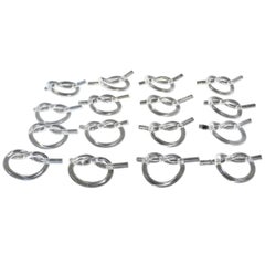 Modernité du milieu du siècle Georg Jensen Set of 16 anneaux de serviette en Lucite Pretzel Danois