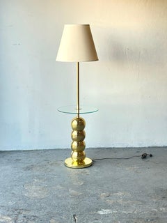 Mid Century Modern George Kovacs Brass Stacked Ball Chrome Floor Lamp