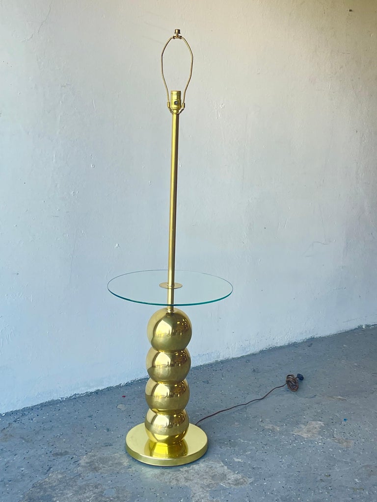 Mid Century Modern Kovacs Brass Stacked Ball Chrome Floor Lamp