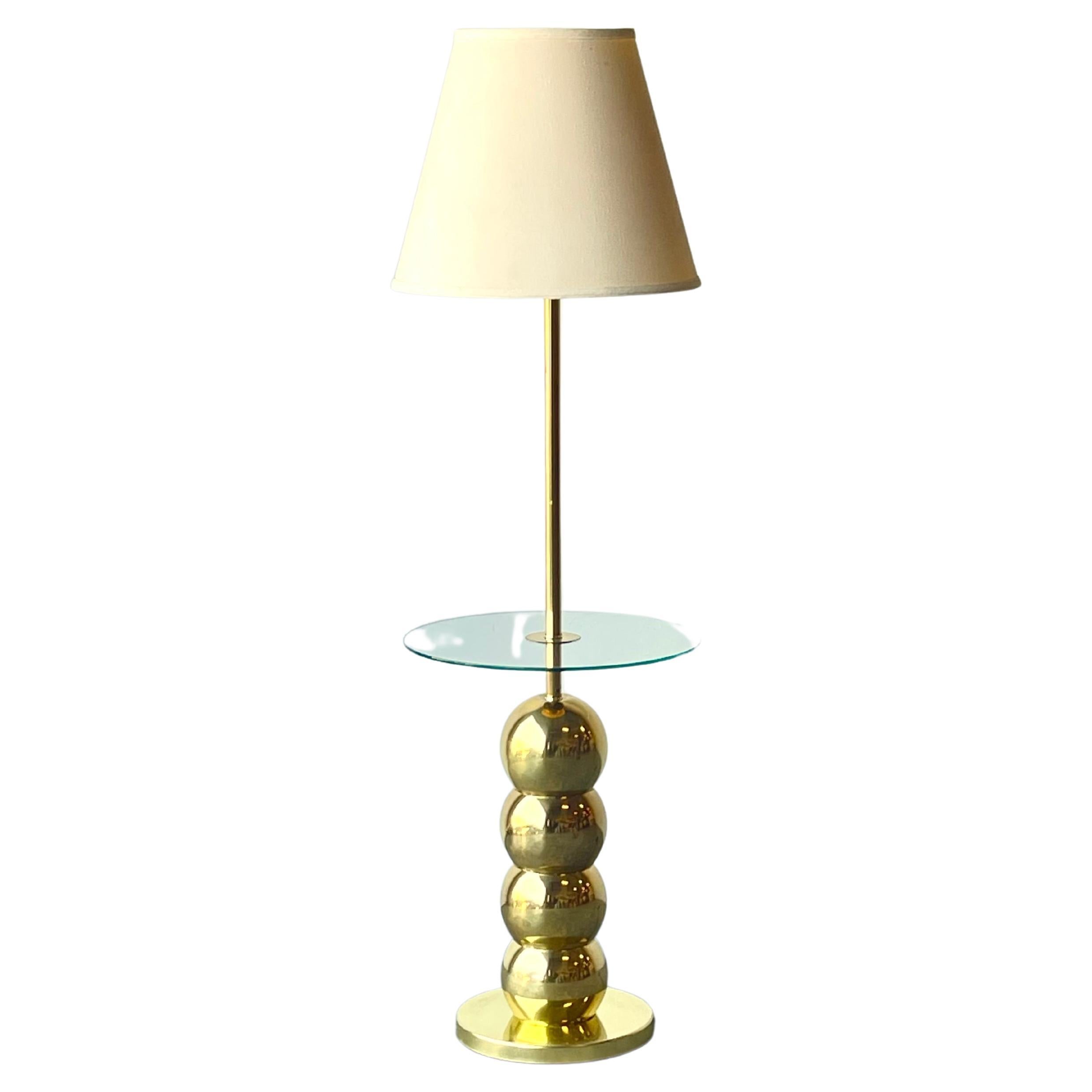 Mid Century Modern George Kovacs Brass Stacked Ball Chrome Floor Lamp For Sale