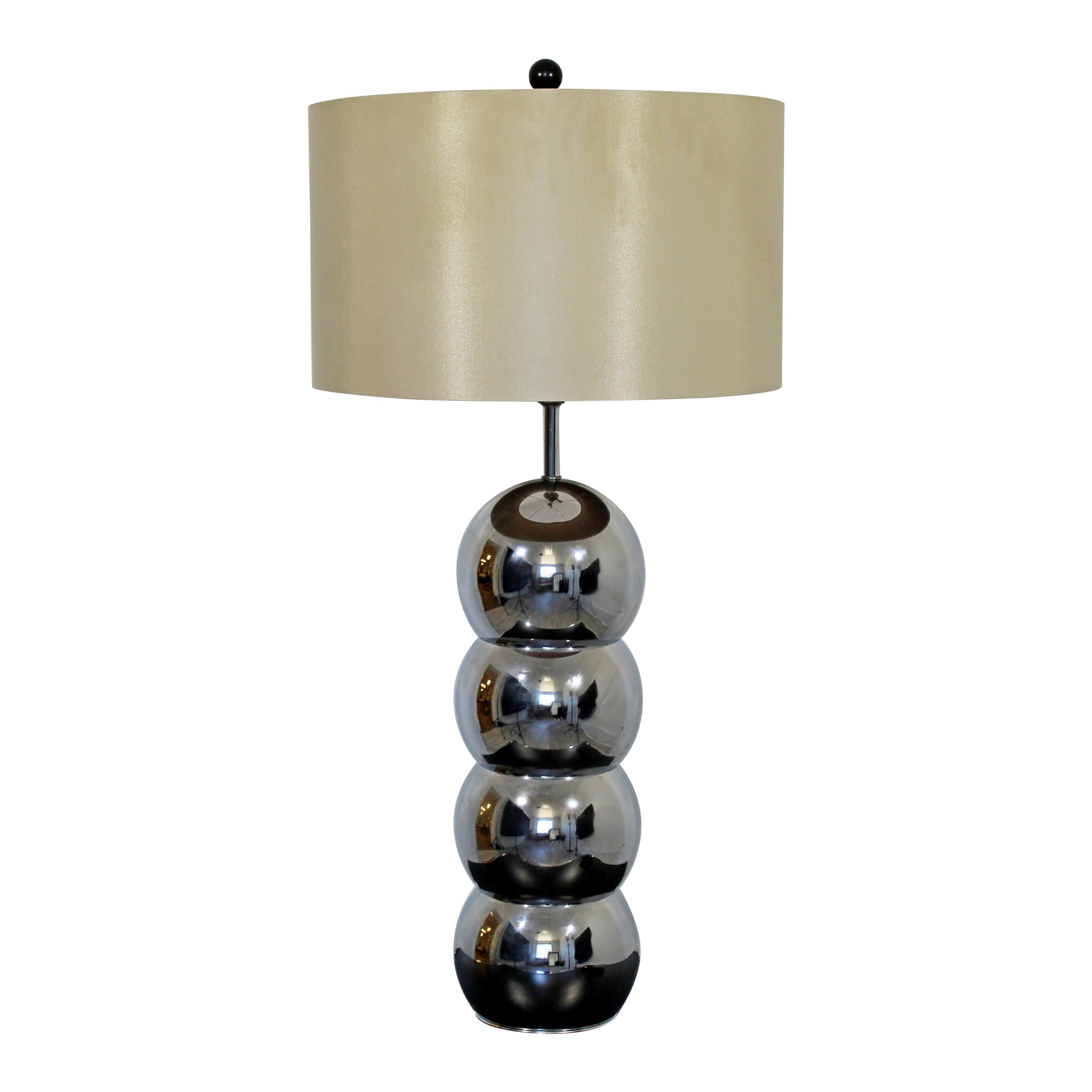 Pair Of Midcentury Brass Stacked Ball Table Lamps By George Kovacs