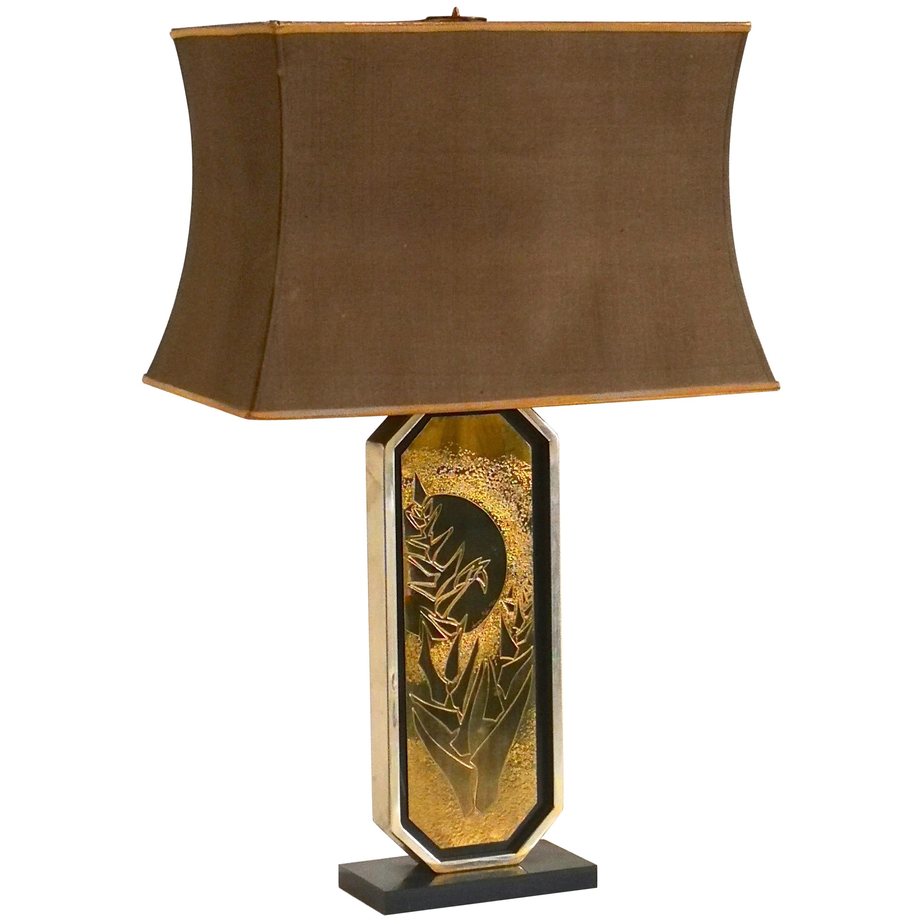 Mid-Century Modern George Mathias Table Lamp with Original Lamp Shade, 1970s