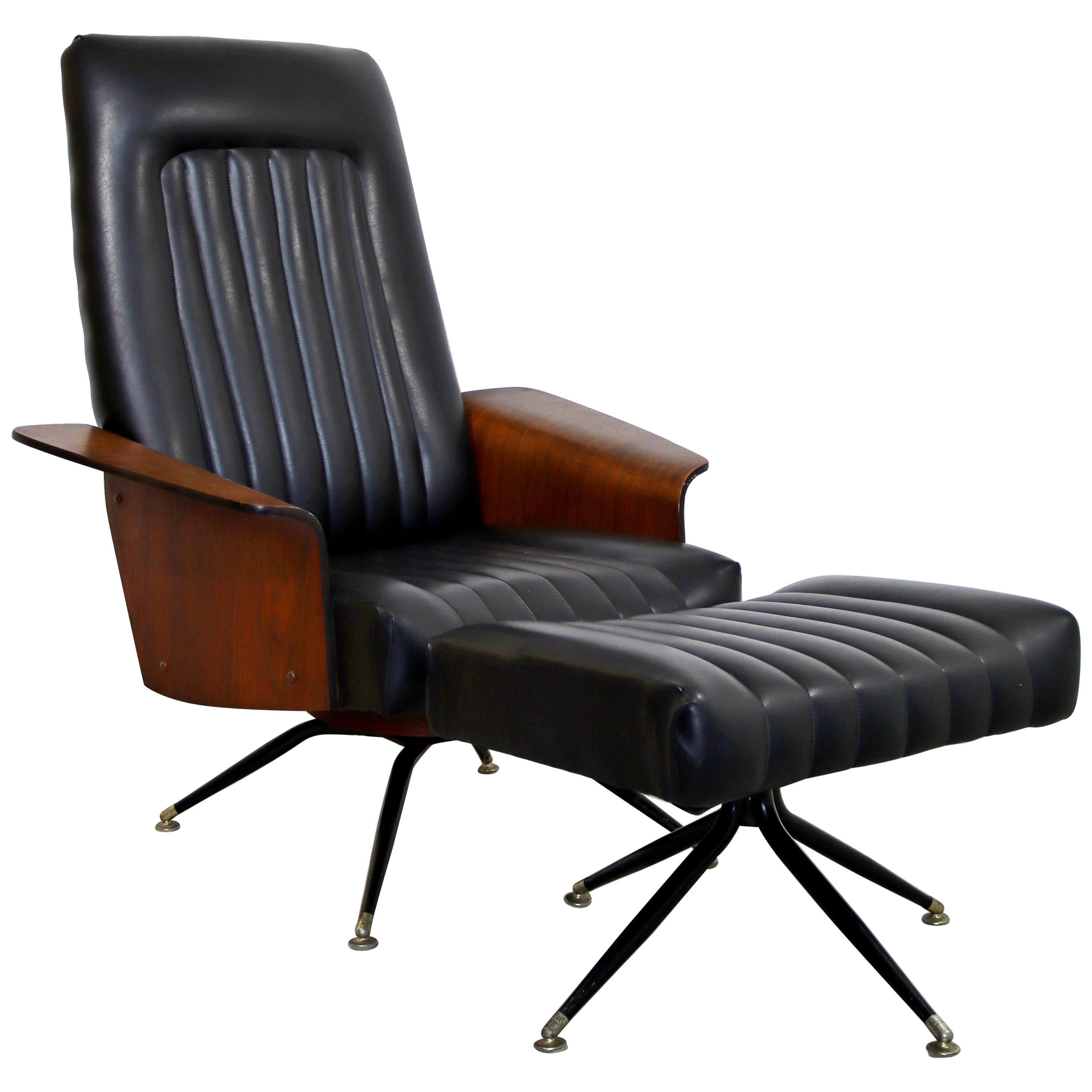 Mid-Century Modern George Mulhauser Mr. Lounge Chair & Ottoman Walnut, 1960s