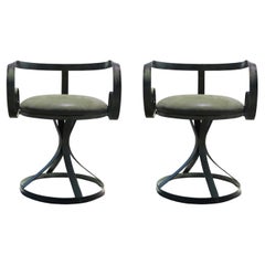 Vintage Mid-Century Modern George Mulhauser Pair of Scroll Chairs by Plycraft