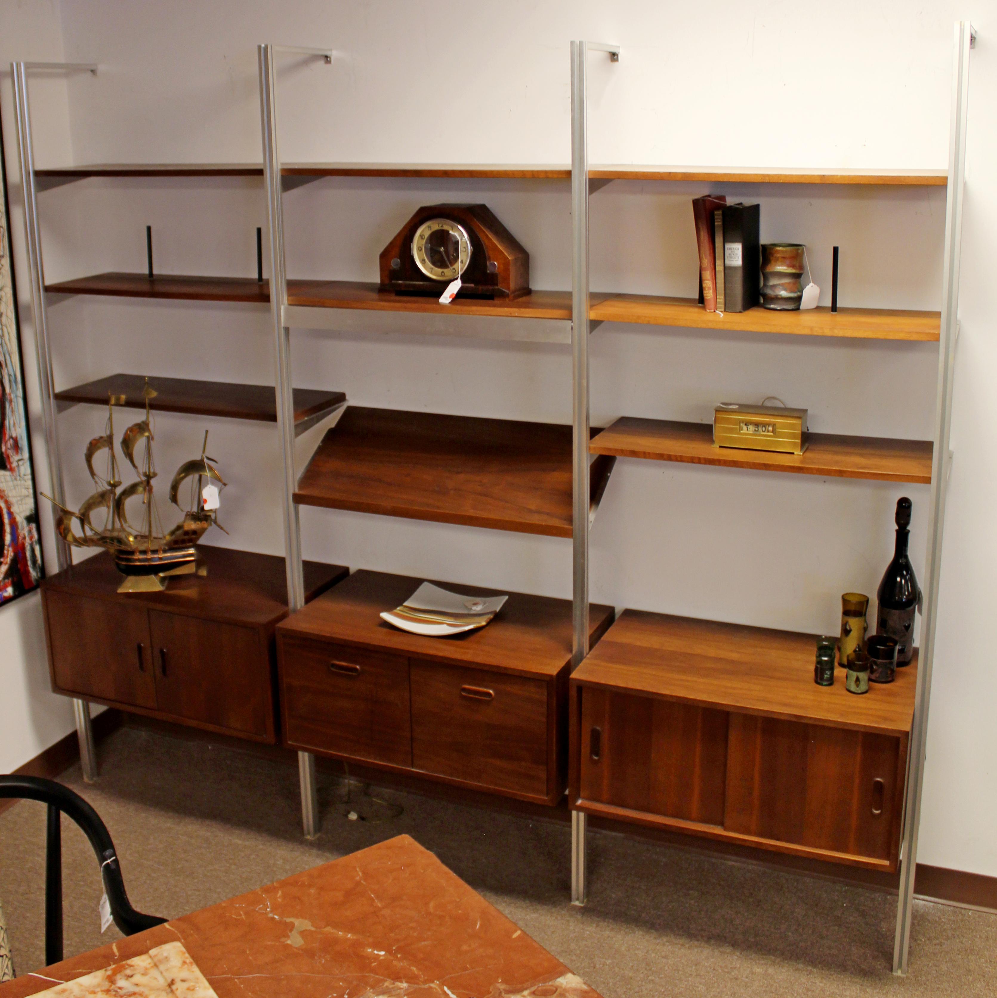 Mid-Century Modern George Nelson 3 Bay Wall Unit Shelves Cabinets 5