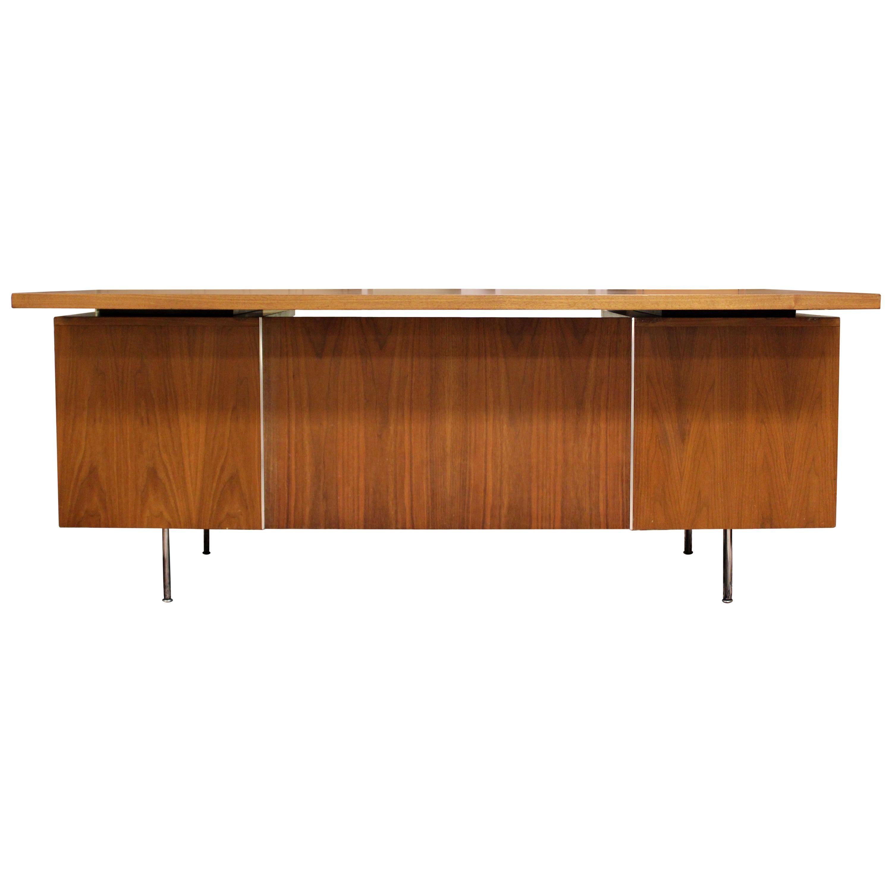 Mid-Century Modern George Nelson Floating Top Walnut Executive 1950s Desk