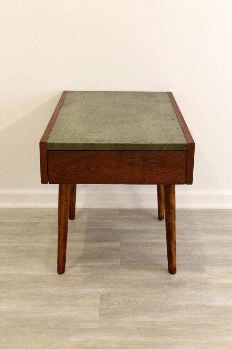 20th Century Mid-Century Modern George Nelson for Herman Miller Wood & Leather Side Table For Sale