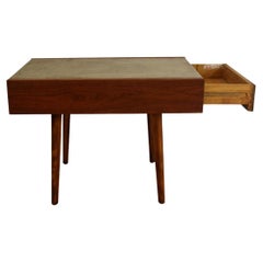 Mid-Century Modern George Nelson for Herman Miller Wood & Leather Side Table