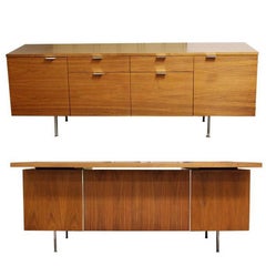 Mid-Century Modern George Nelson Herman Miller Walnut Desk and Credenza, 1950s