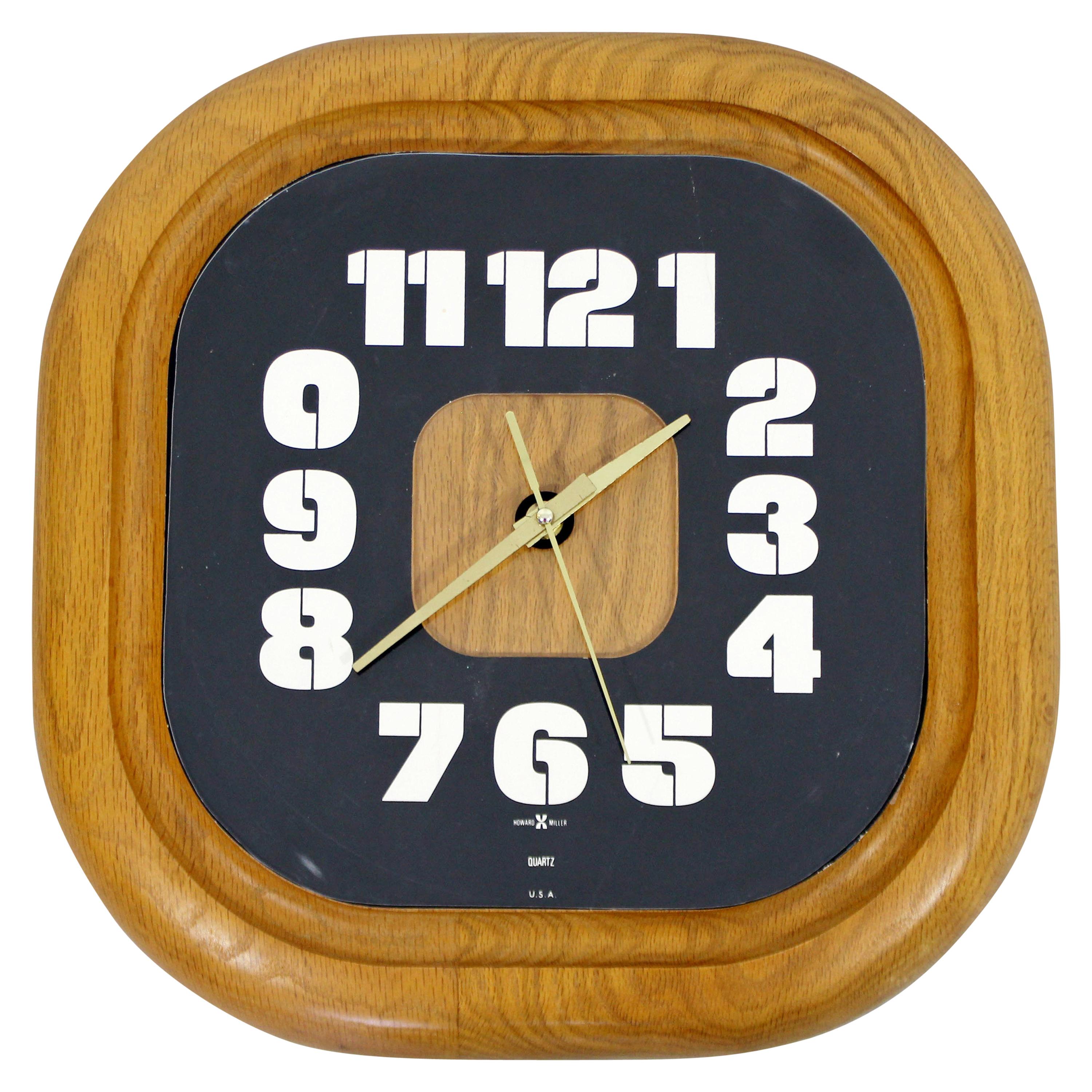 Mid-Century Modern George Nelson Howard Miller Square Wood Wall Clock, 1960s