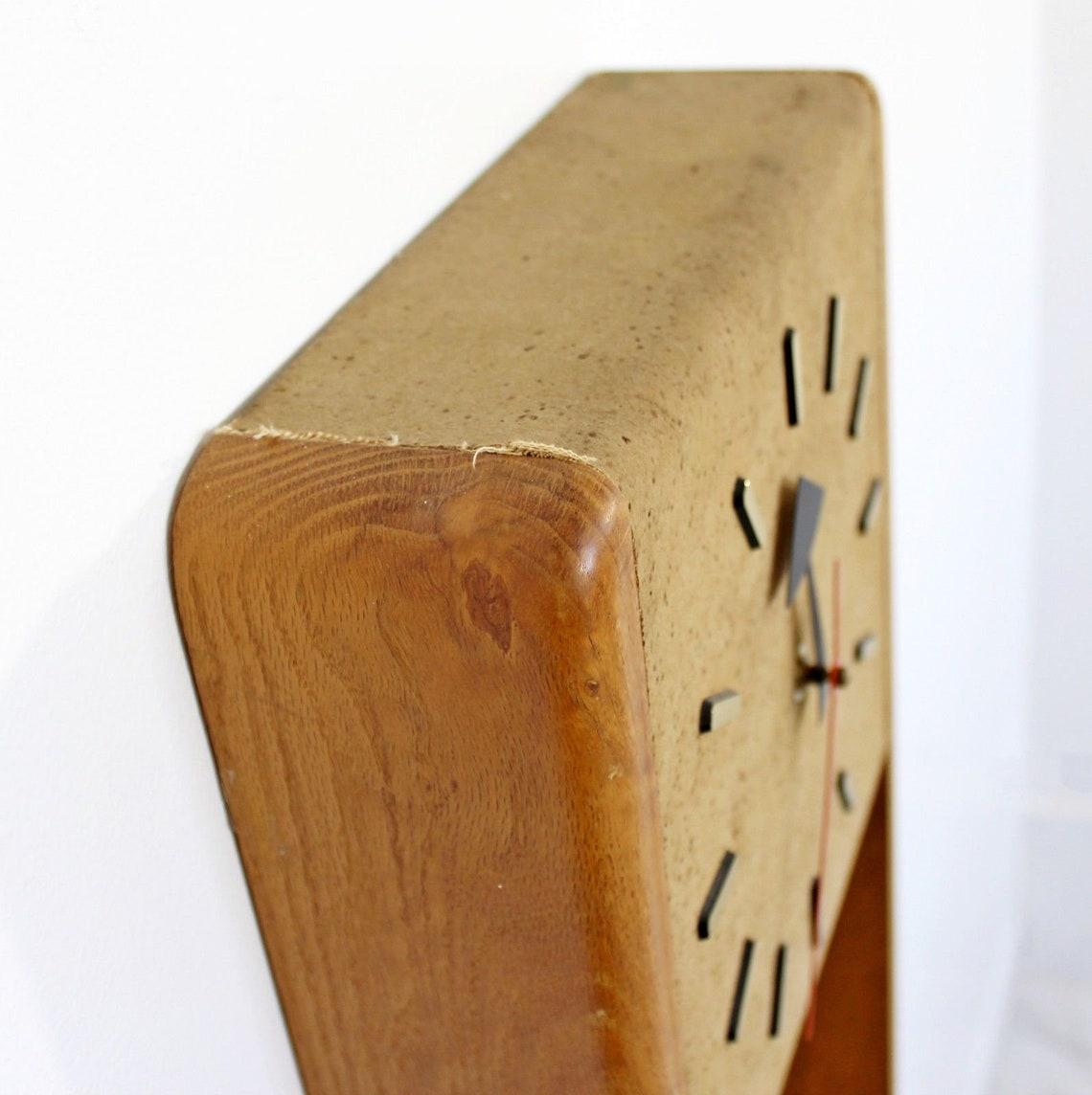 Mid-Century Modern George Nelson Howard Miller Wall Grandfather Clock Brass Oak 3