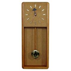 Vintage Mid-Century Modern George Nelson Howard Miller Wall Grandfather Clock Brass Oak