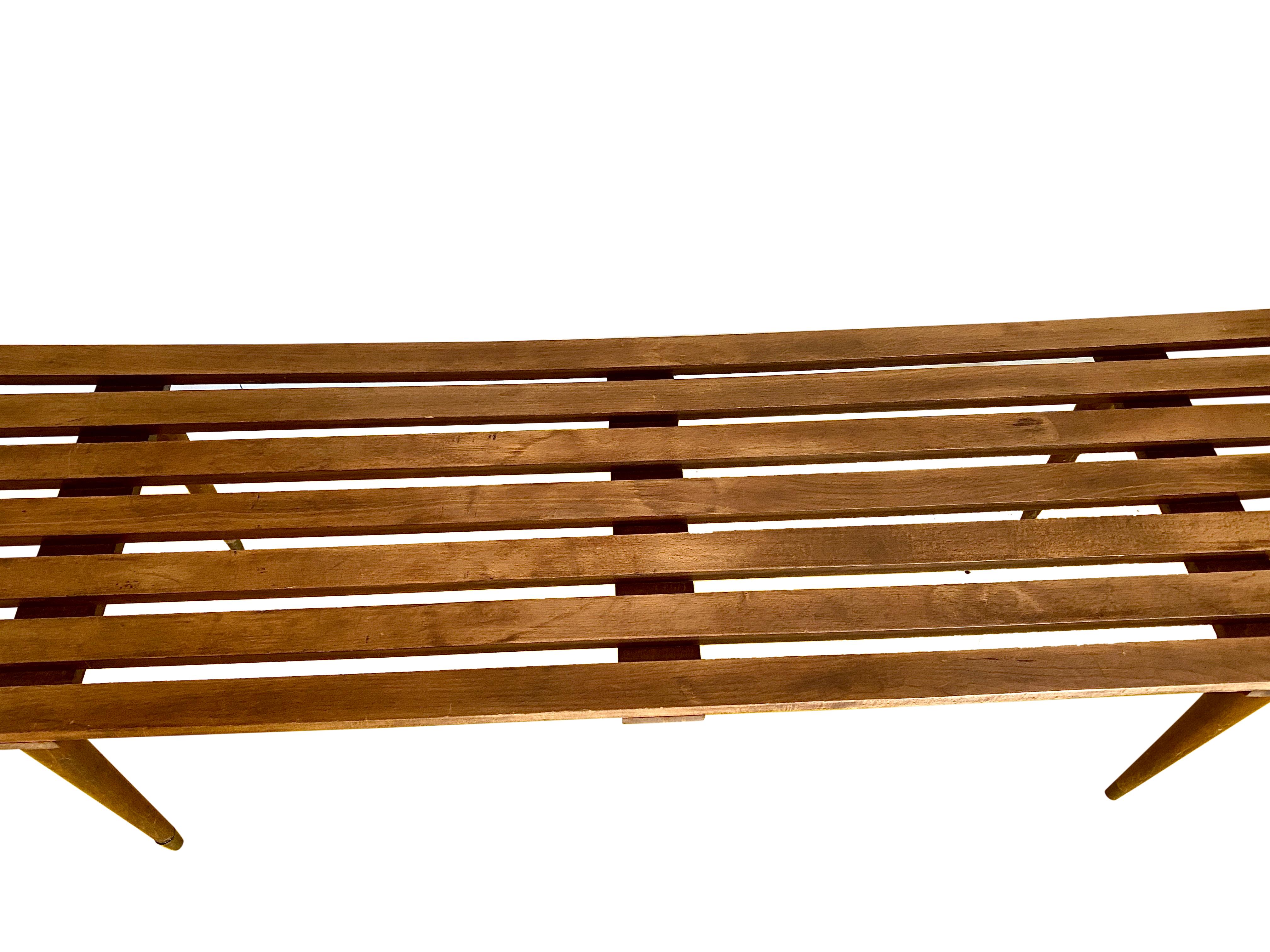 American Mid-Century Modern George Nelson Inspired Slat Bench