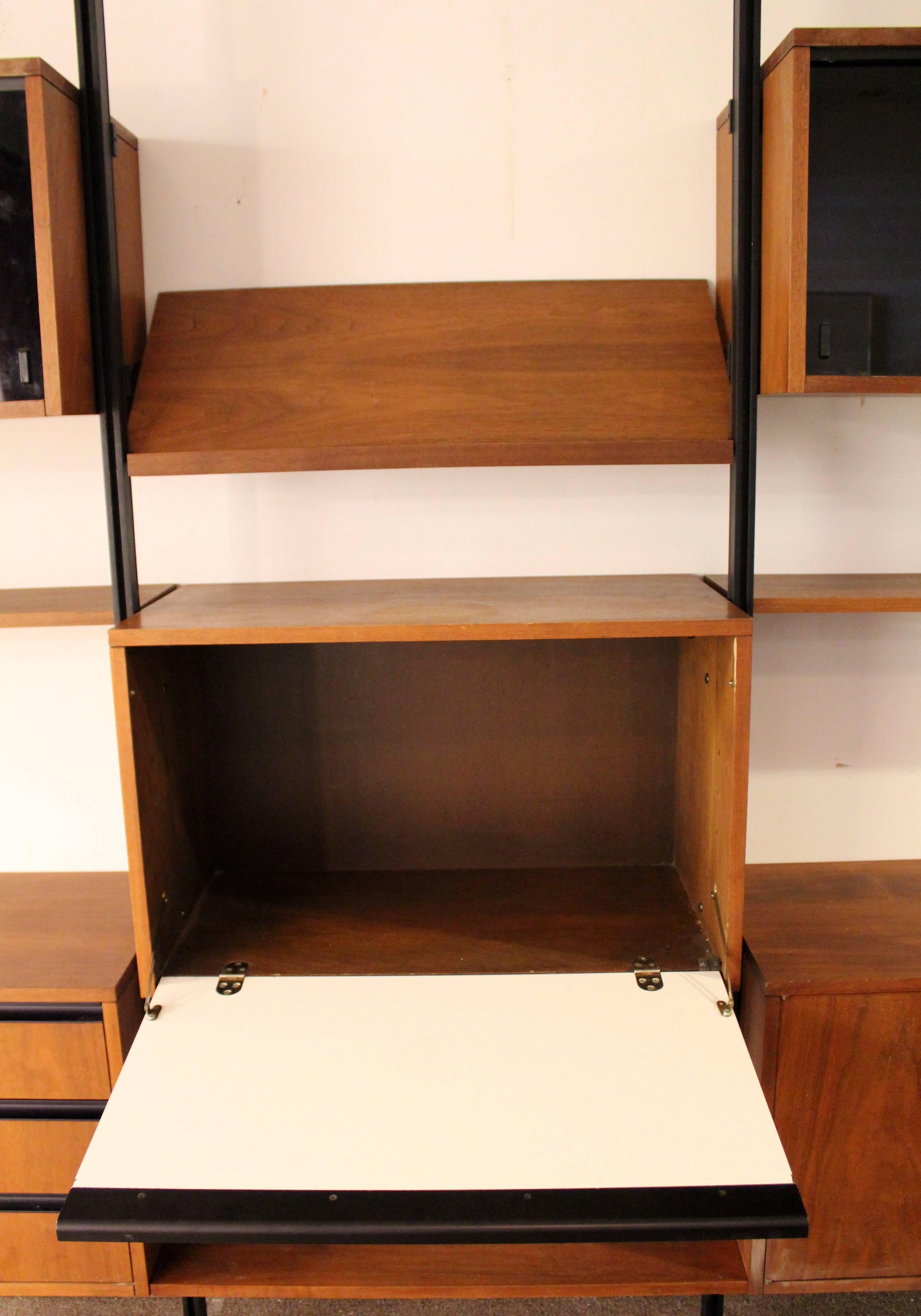 Mid-Century Modern George Nelson Omni Storage Shelving Wall Unit 1950s Three Bay In Good Condition In Keego Harbor, MI