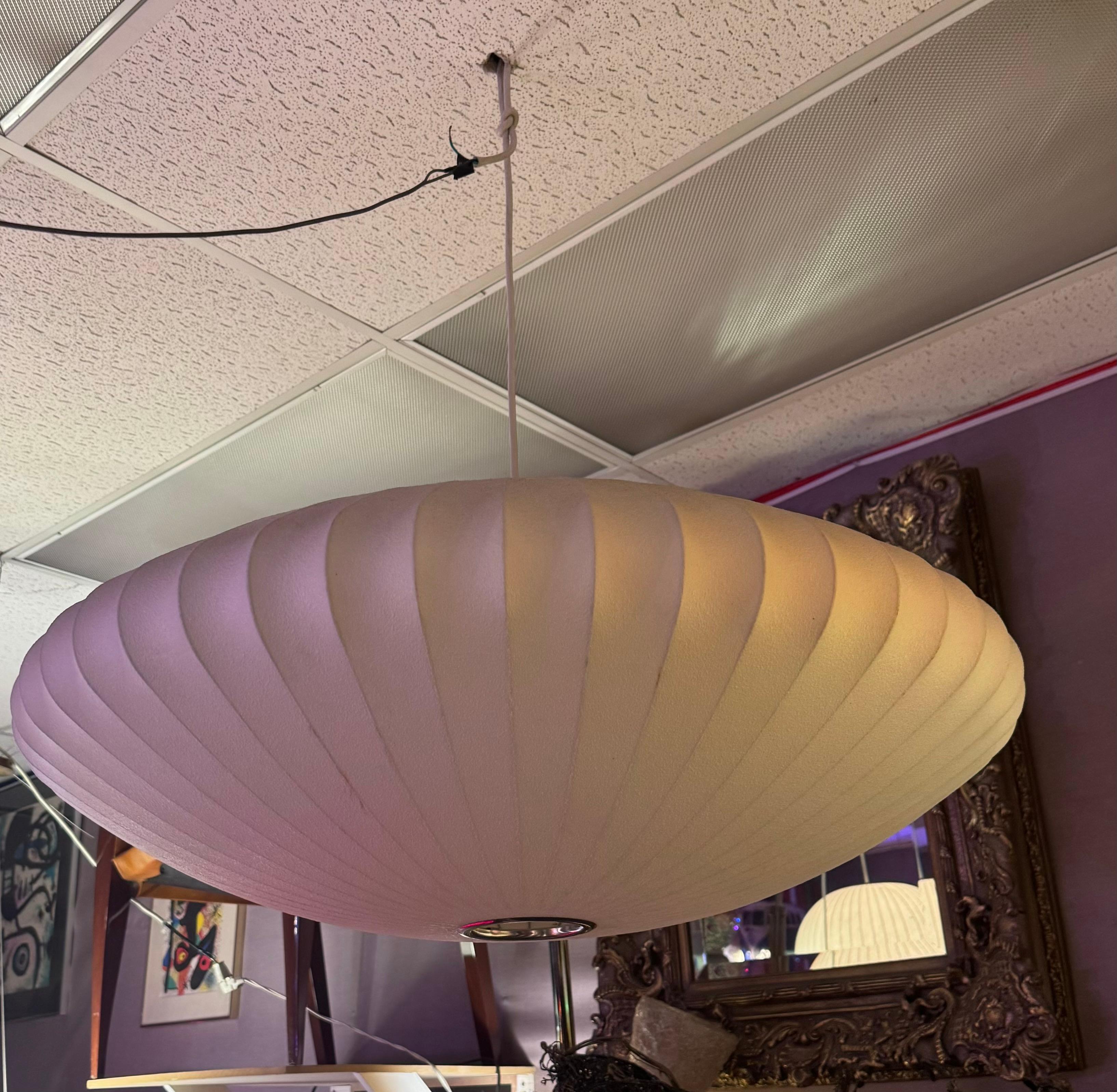 American Mid Century Modern George Nelson Style Large Atomic Hanging Saucer Bubble Lamp