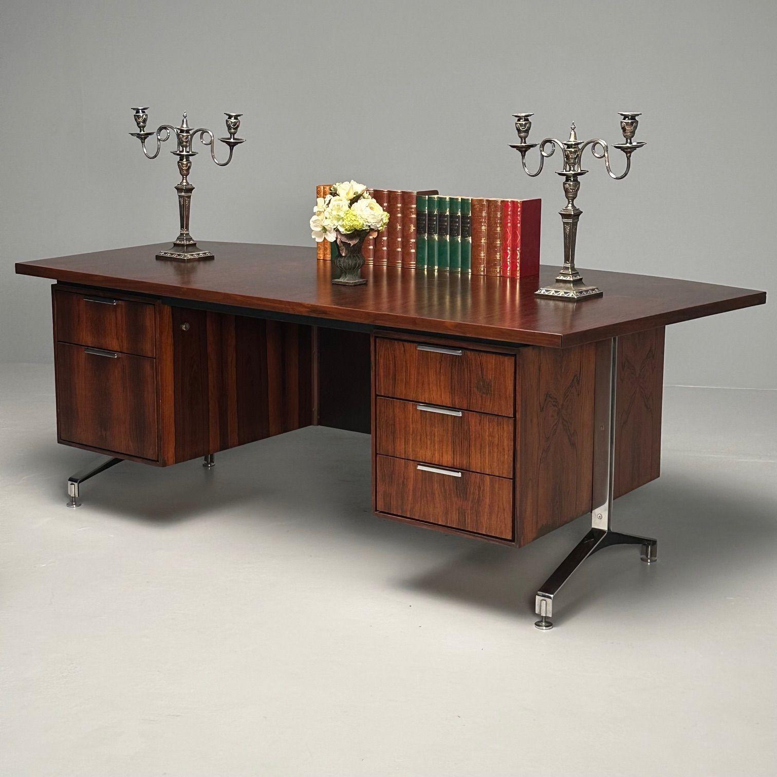 Mid-Century Modern George Nelson Style Partners / Executive Desk, Rosewood For Sale 8