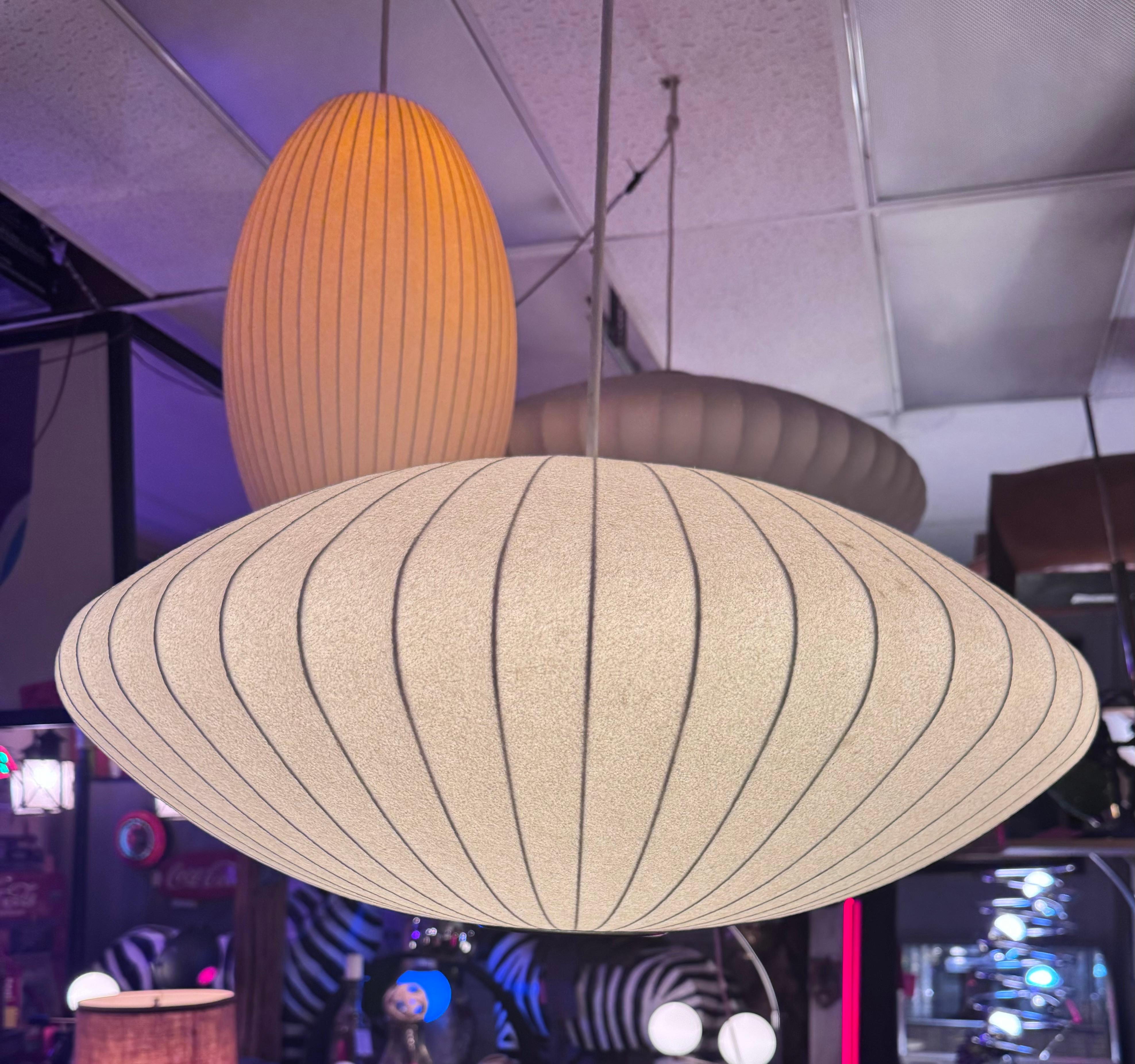 Mid-Century Modern Mid Century Modern George Nelson Style Small Atomic Hanging Saucer Bubble Lamp