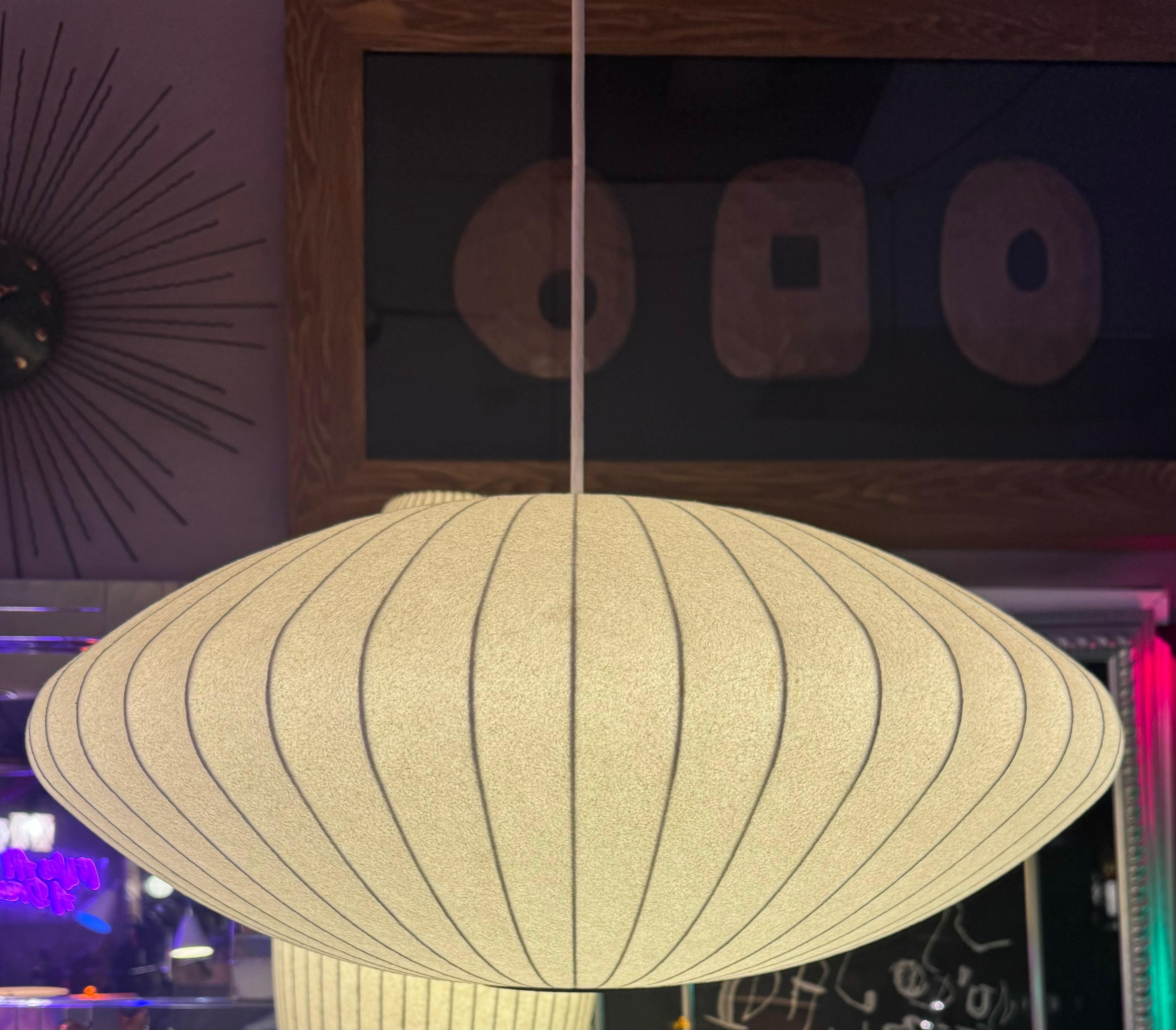 American Mid Century Modern George Nelson Style Small Atomic Hanging Saucer Bubble Lamp