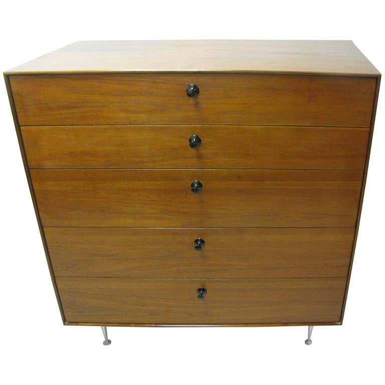 MidCentury Modern Nelson Thin Edge Teak FiveDrawer Dresser For