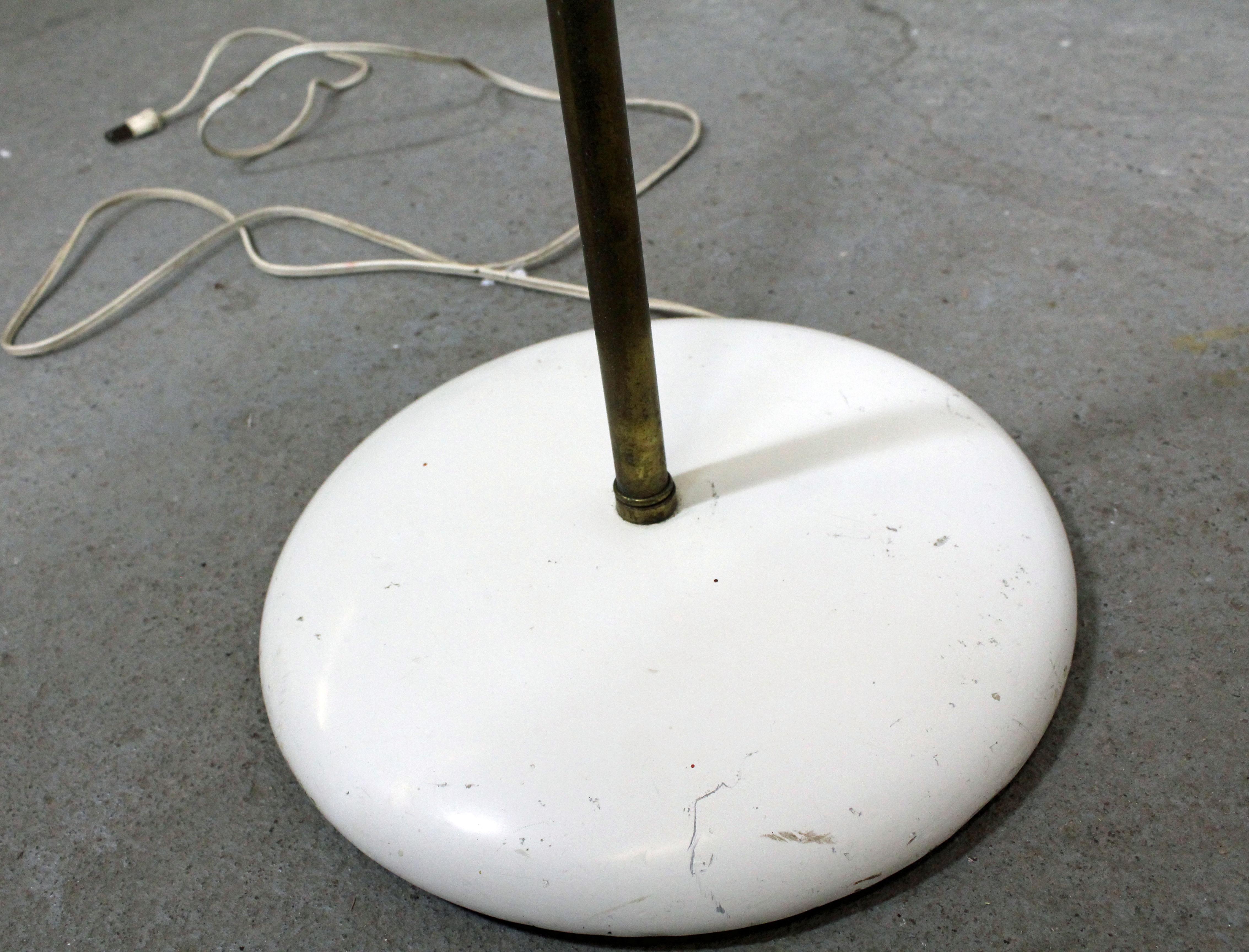 American Mid-Century Modern Gerald Thurston for Lightolier Brass Teak Floor Lamp