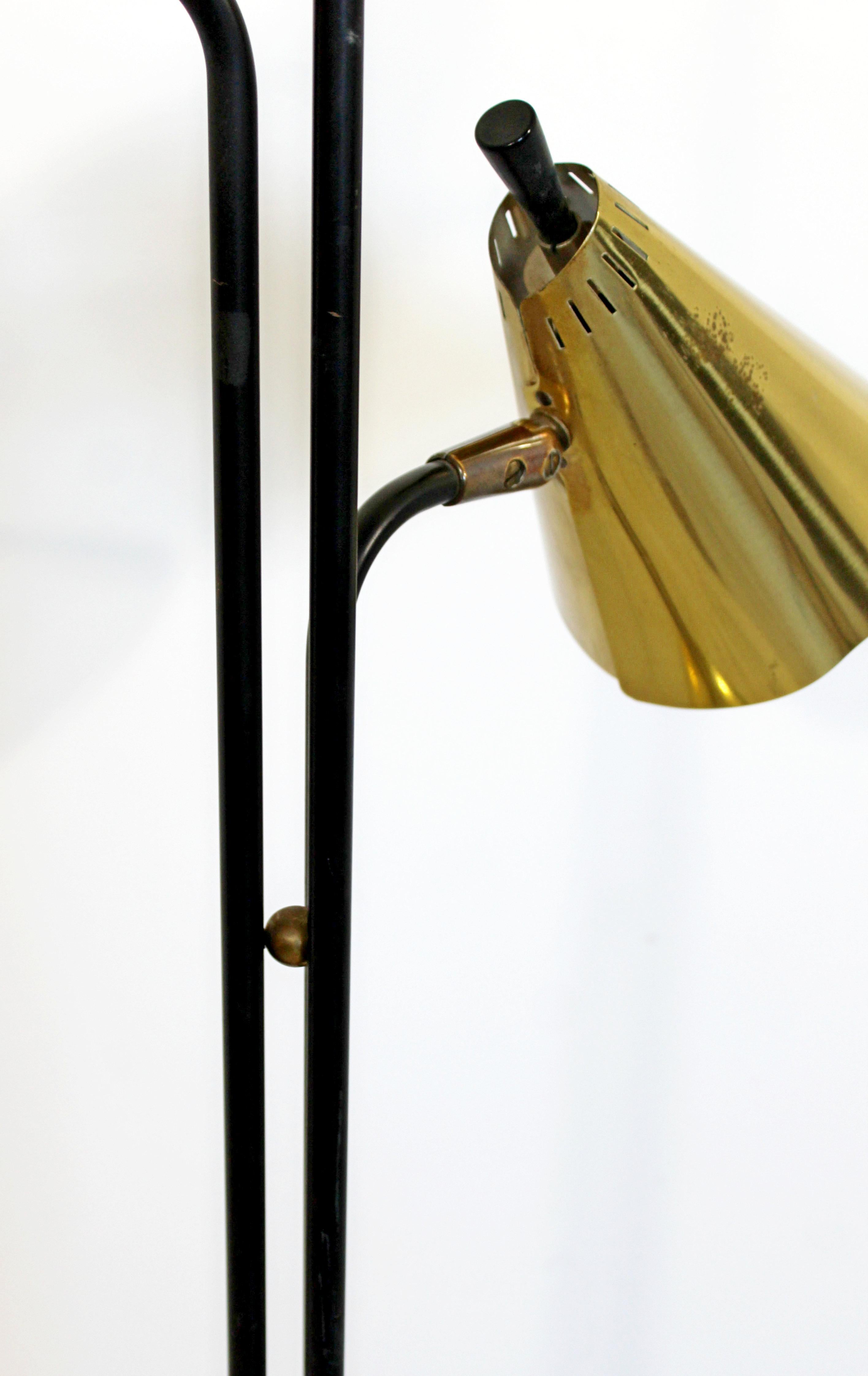 Mid-20th Century Mid-Century Modern Gerald Thurston Lightolier 3 Headed Brass Floor Lamp, 1960s