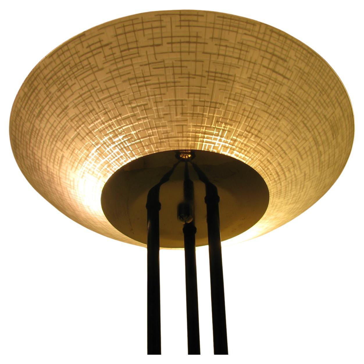 Lámpara de sobremesa Gerald Thurston, moderna de mediados de siglo, con pantalla de plato de cristal Estadounidense en venta