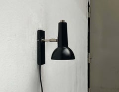 Mid-Century Modern German Black Minimalist Wall Lamp from Hustadt, 1960s