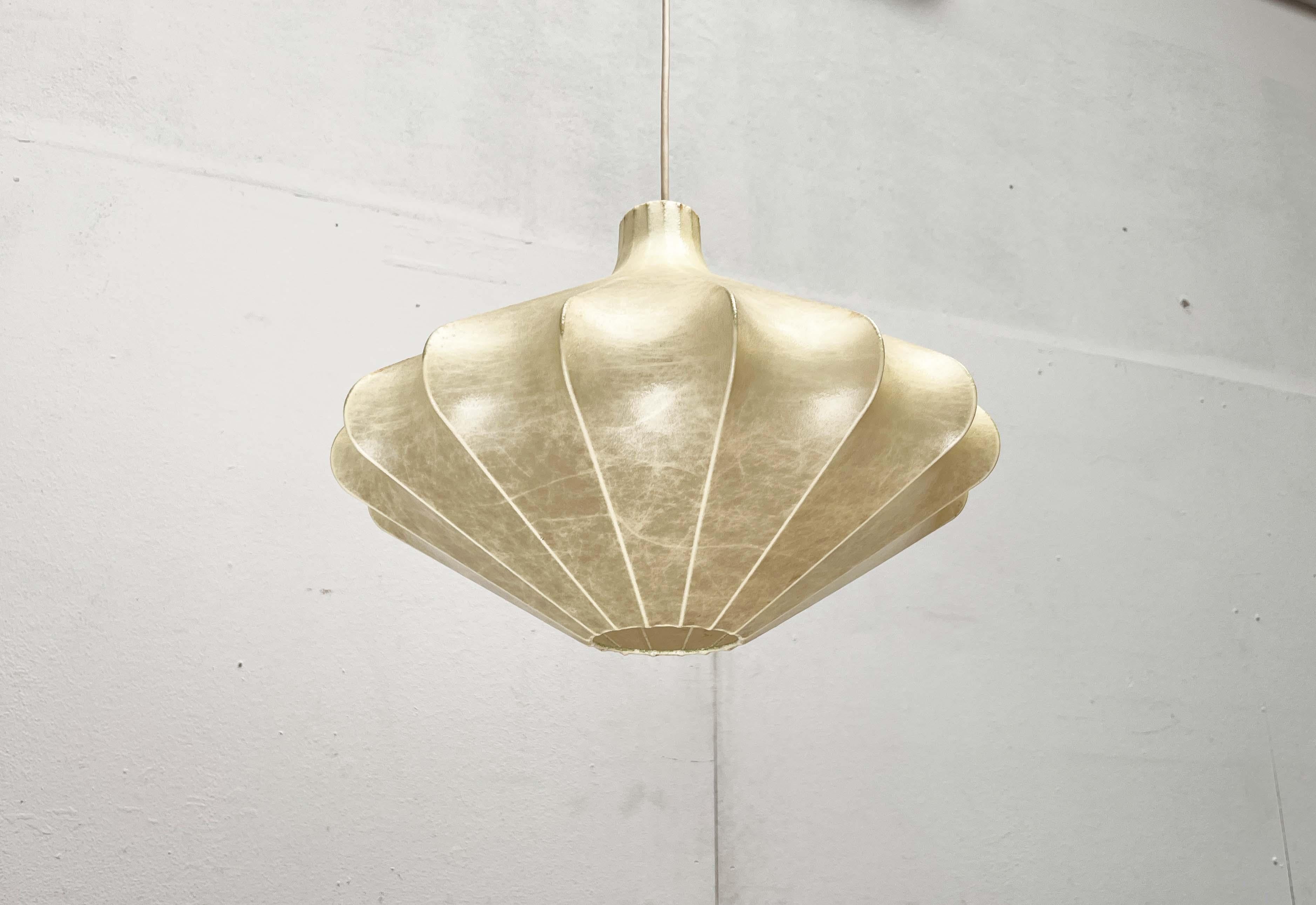 Mid-Century Modern German Cocoon Pendant Lamp Friedel Wauer Goldkant 1960s For Sale 6
