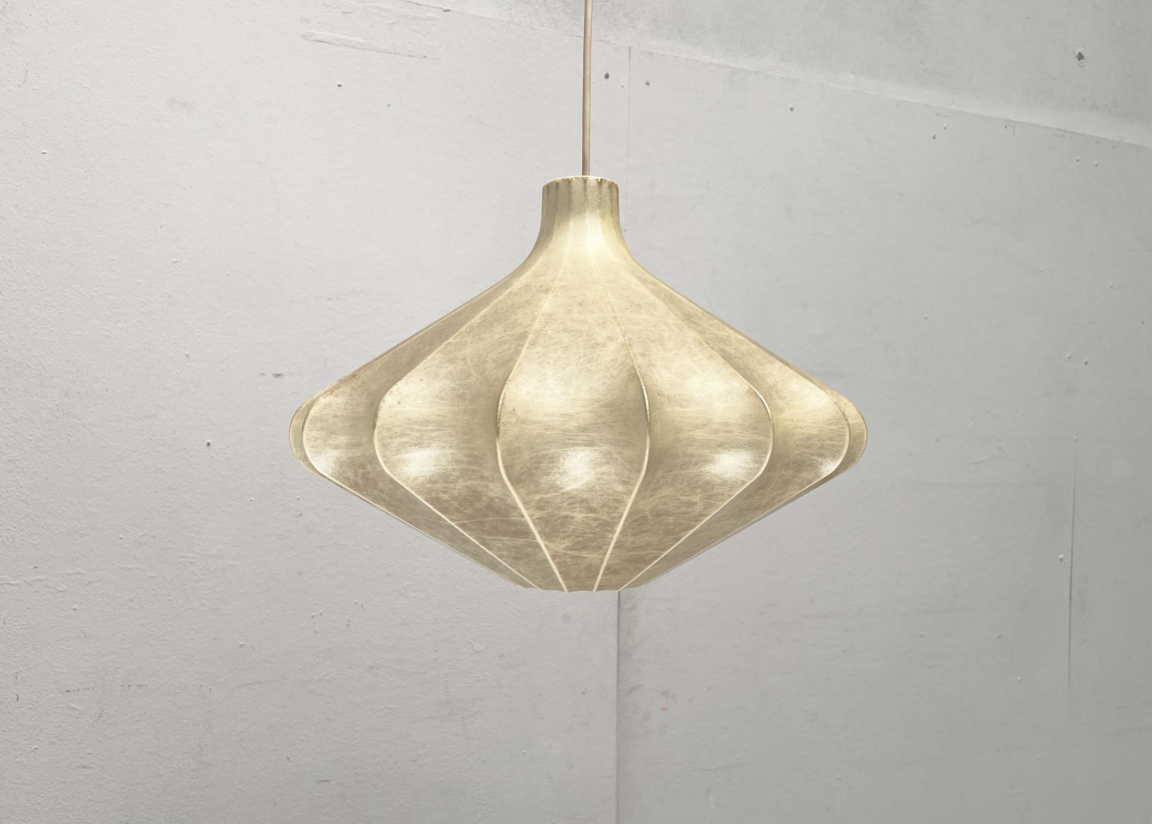 Mid-Century Modern German Cocoon Pendant Lamp Friedel Wauer Goldkant 1960s For Sale 8