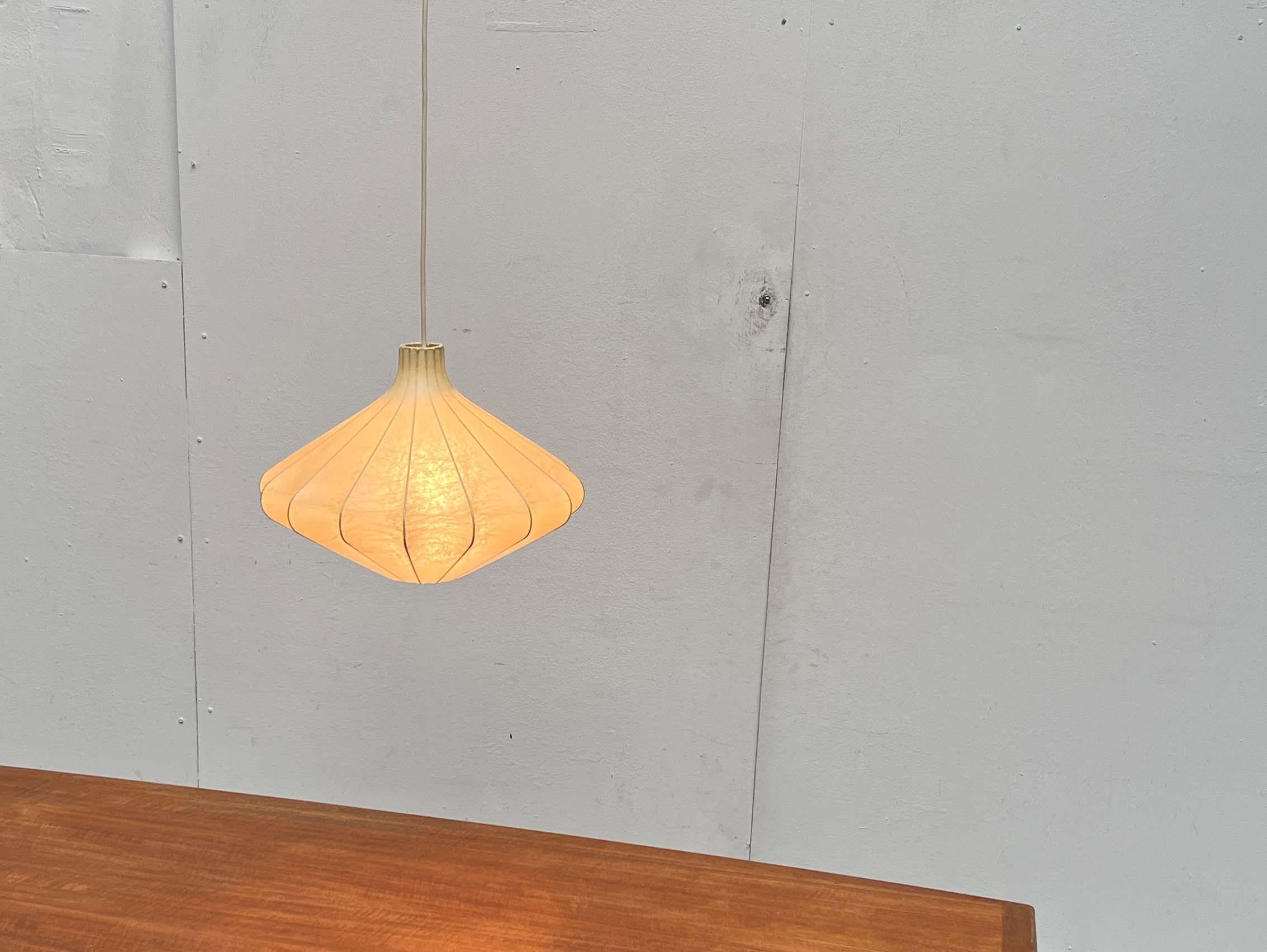 Mid-Century Modern German Cocoon Pendant Lamp Friedel Wauer Goldkant 1960s For Sale 1