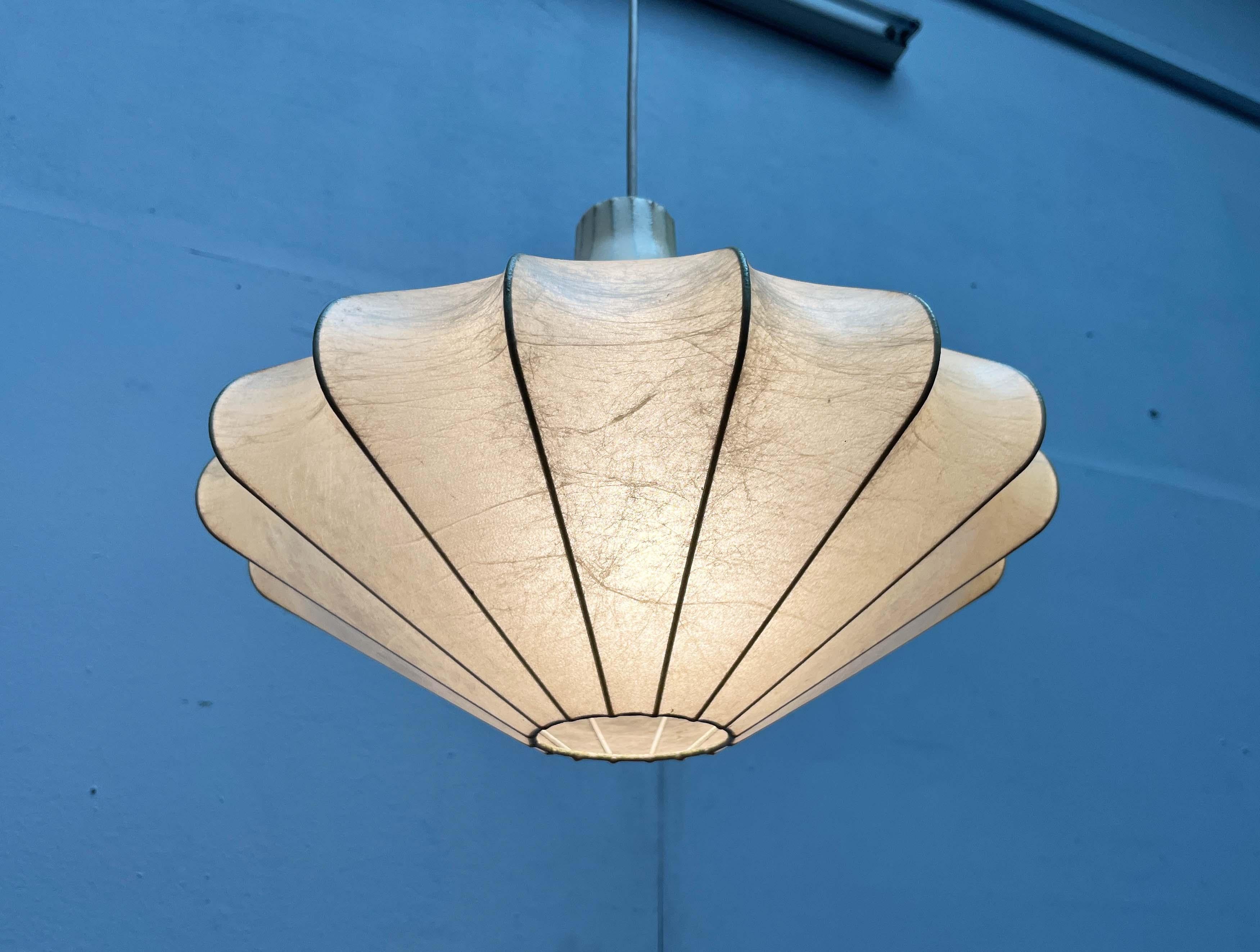 Mid-Century Modern German Cocoon Pendant Lamp Friedel Wauer Goldkant 1960s For Sale 2