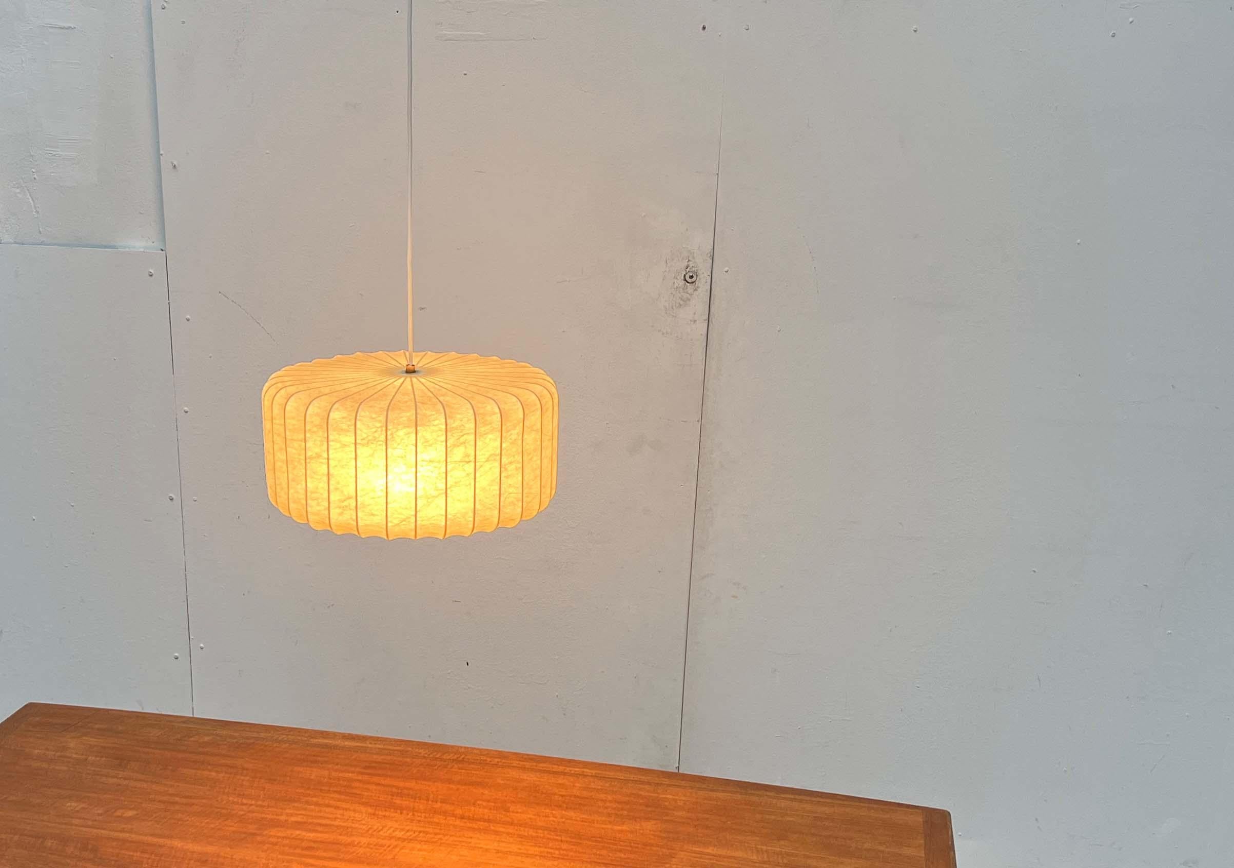 Lampada a sospensione a bozzolo tedesca di metà secolo Friedel Wauer Goldkant, anni '60 in vendita 2