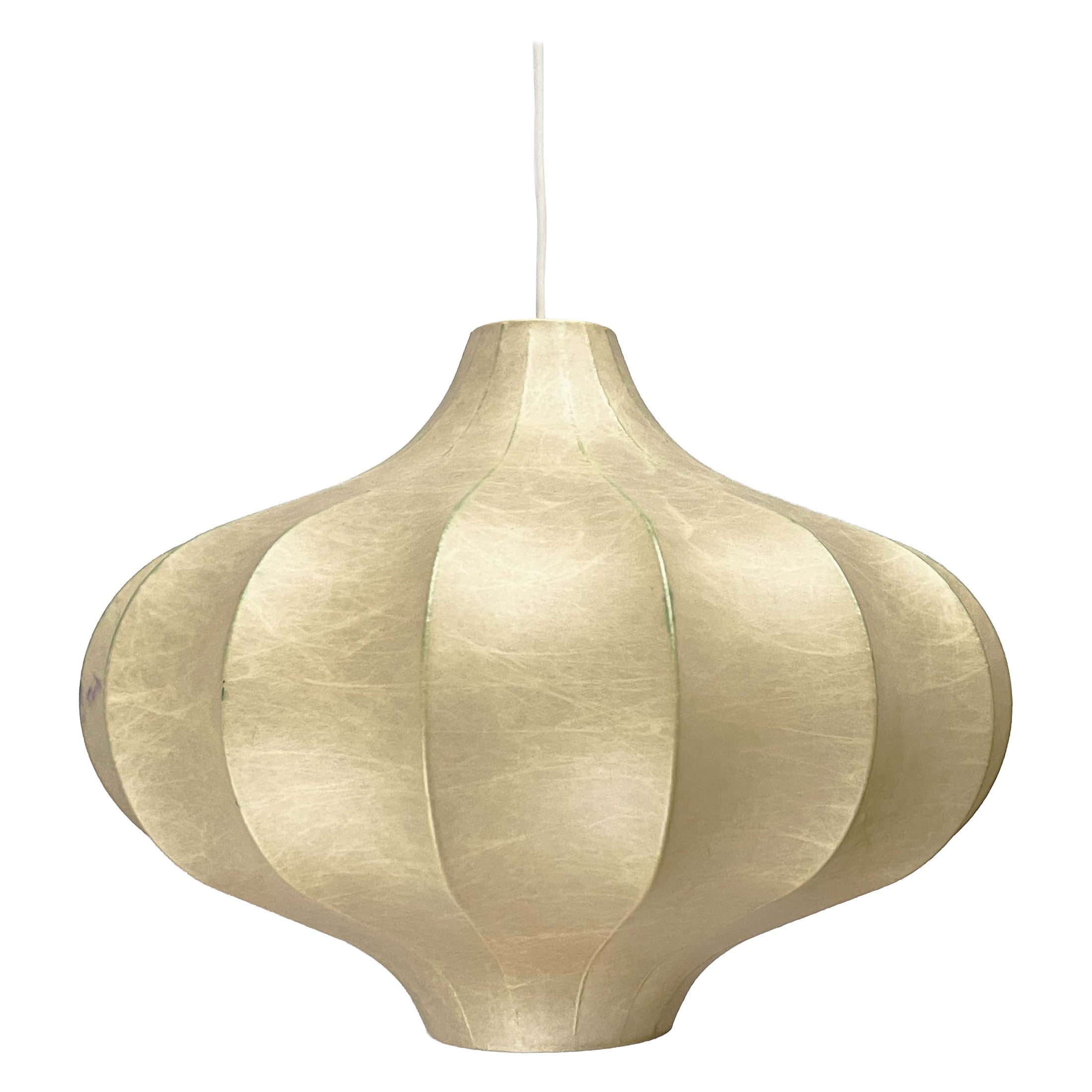 Lampada a sospensione a bozzolo tedesca di metà secolo Friedel Wauer Goldkant, anni '60 in vendita