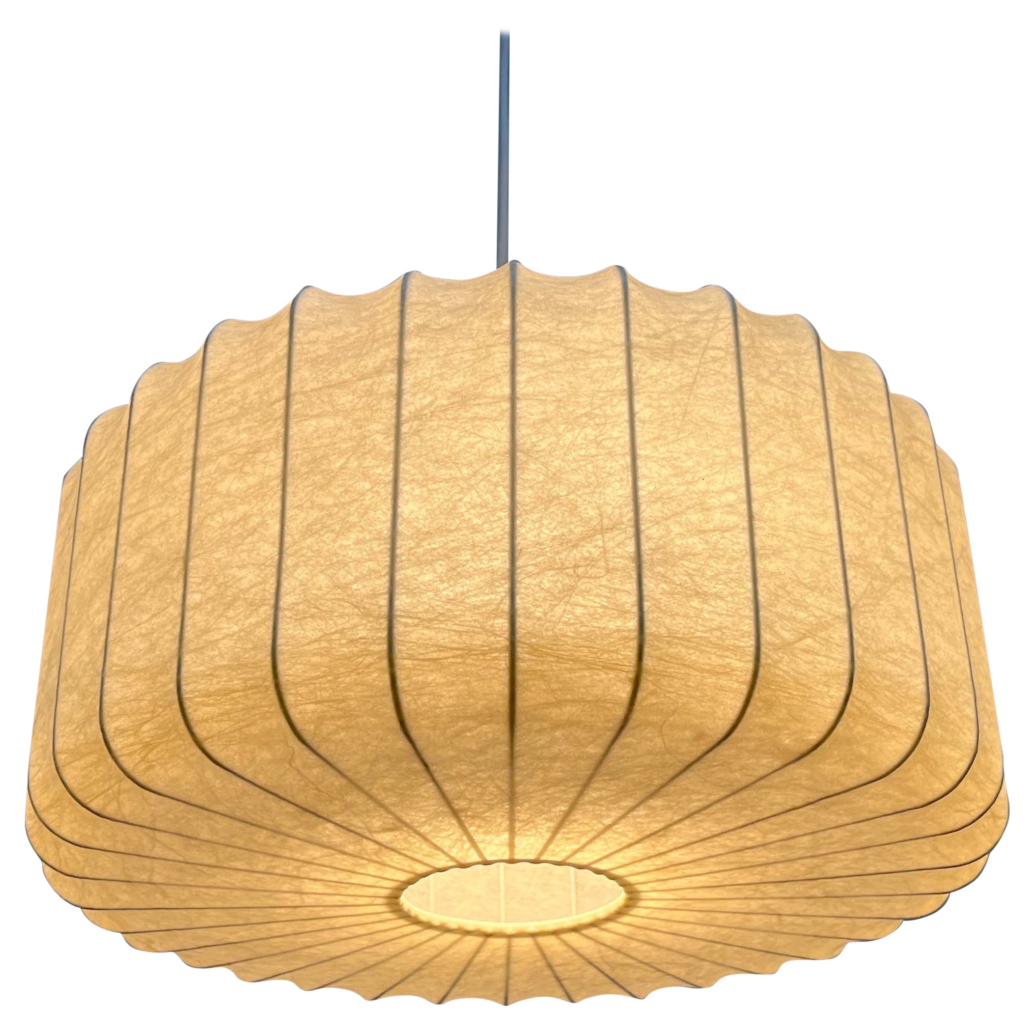 Lampada a sospensione a bozzolo tedesca di metà secolo Friedel Wauer Goldkant, anni '60