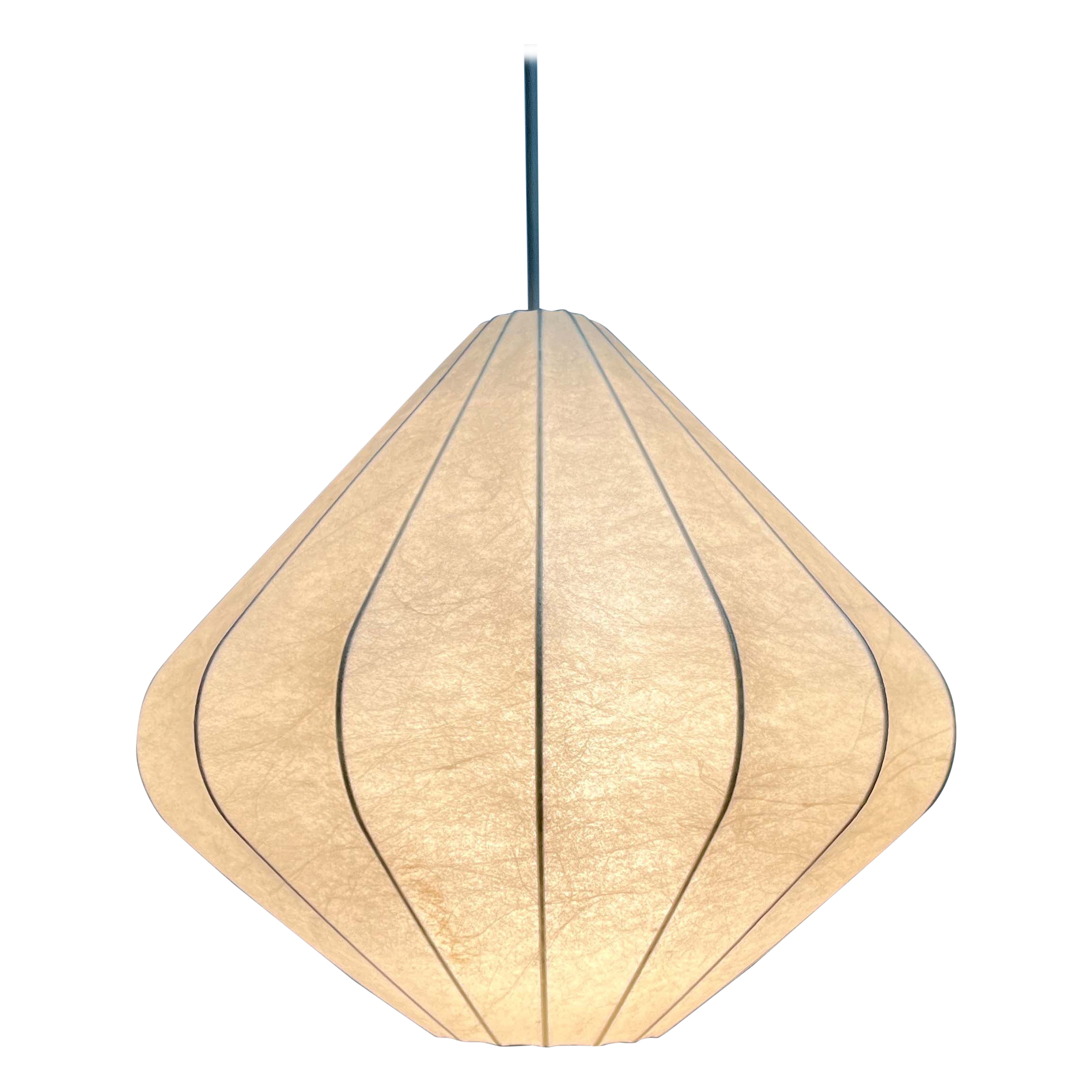 Mid-Century Modern German Cocoon Pendant Lamp Friedel Wauer Goldkant 1960s