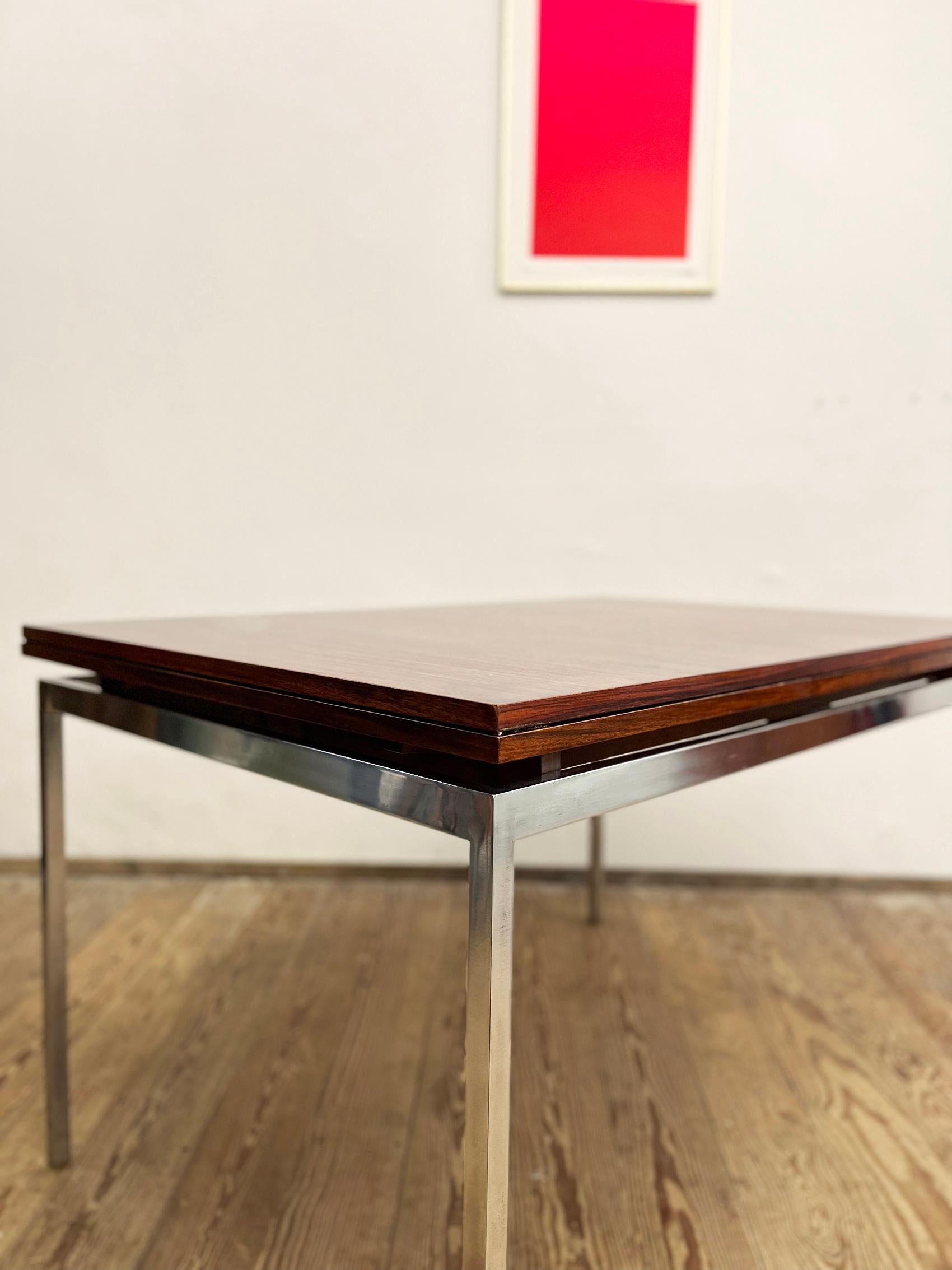 Mid-Century Modern German Extendable Dining Table in Rosewood with Chrome Frame 5