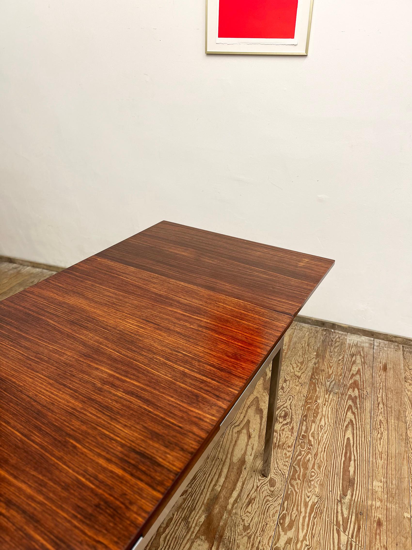 Mid-Century Modern German Extendable Dining Table in Rosewood with Chrome Frame 8