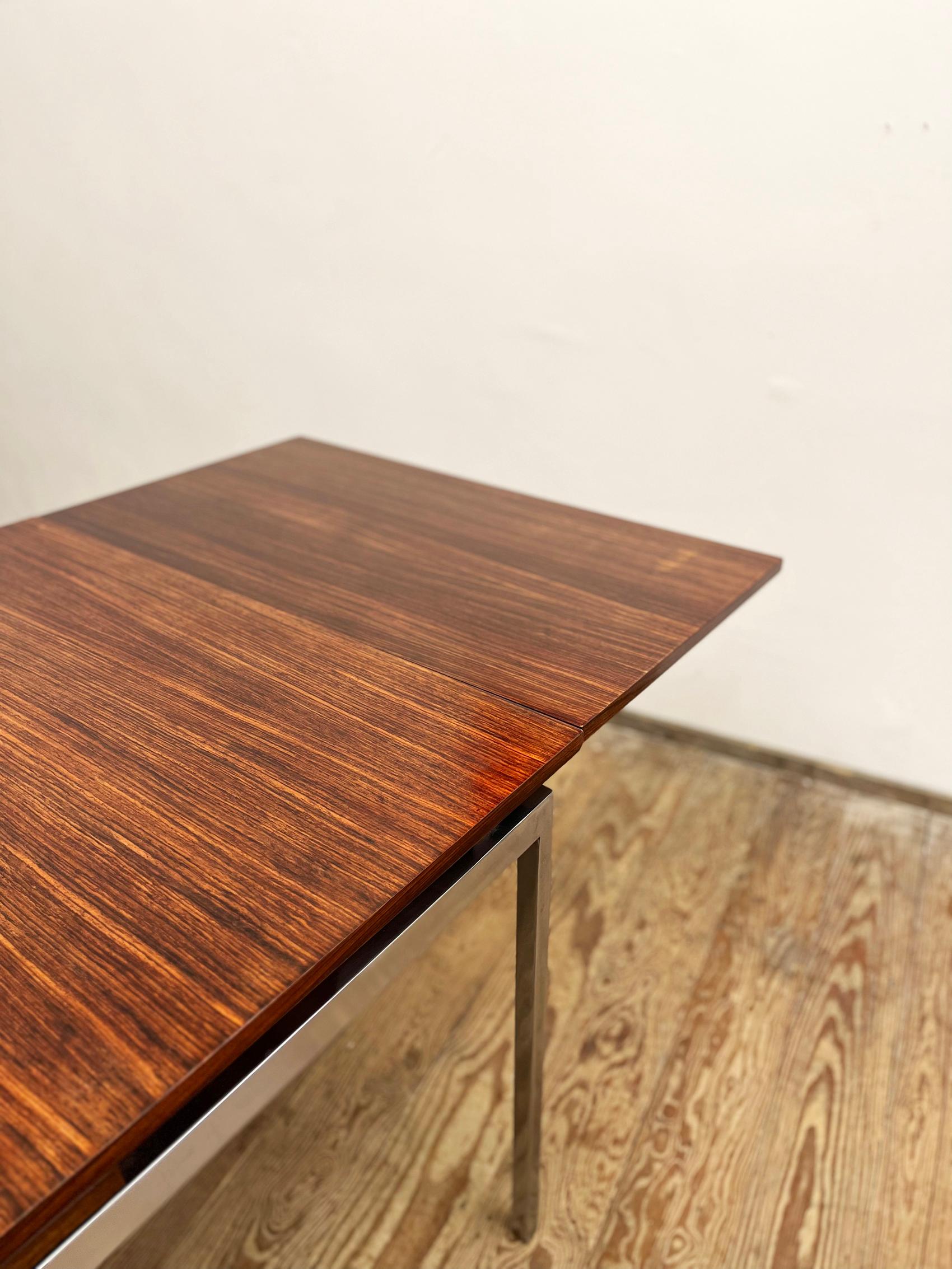 Mid-Century Modern German Extendable Dining Table in Rosewood with Chrome Frame 9