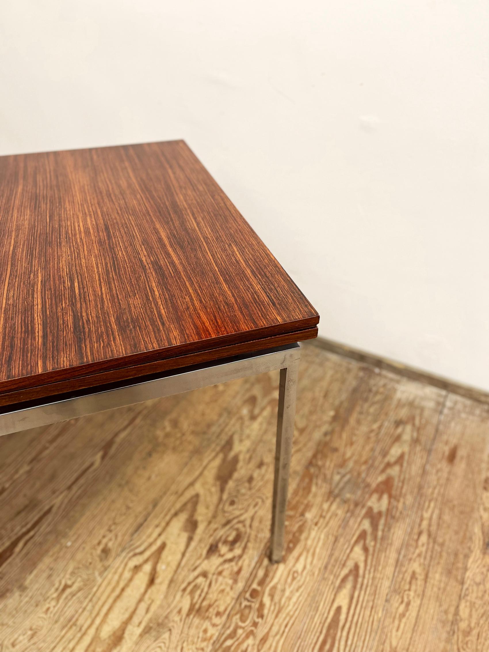 Steel Mid-Century Modern German Extendable Dining Table in Rosewood with Chrome Frame