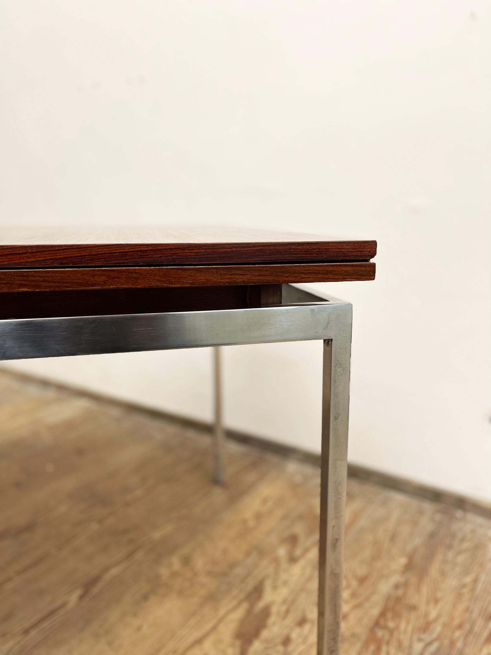 Mid-Century Modern German Extendable Dining Table in Rosewood with Chrome Frame 1